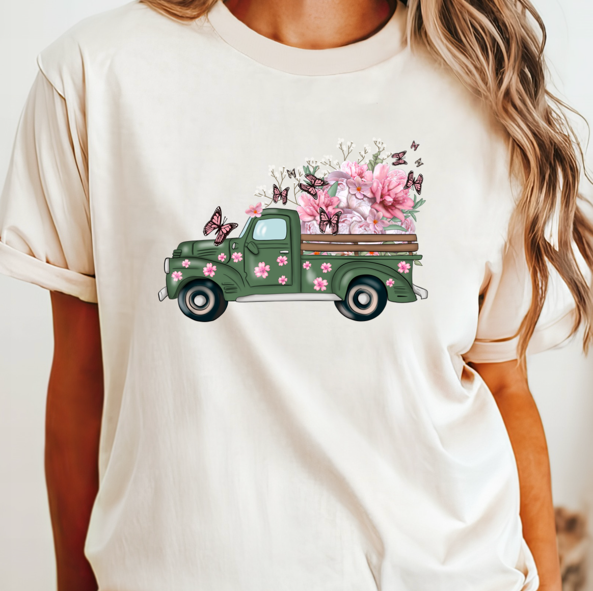 Whimsical Floral Truck Tee Hoodie, Sweatshirt | PodTeesHub.com