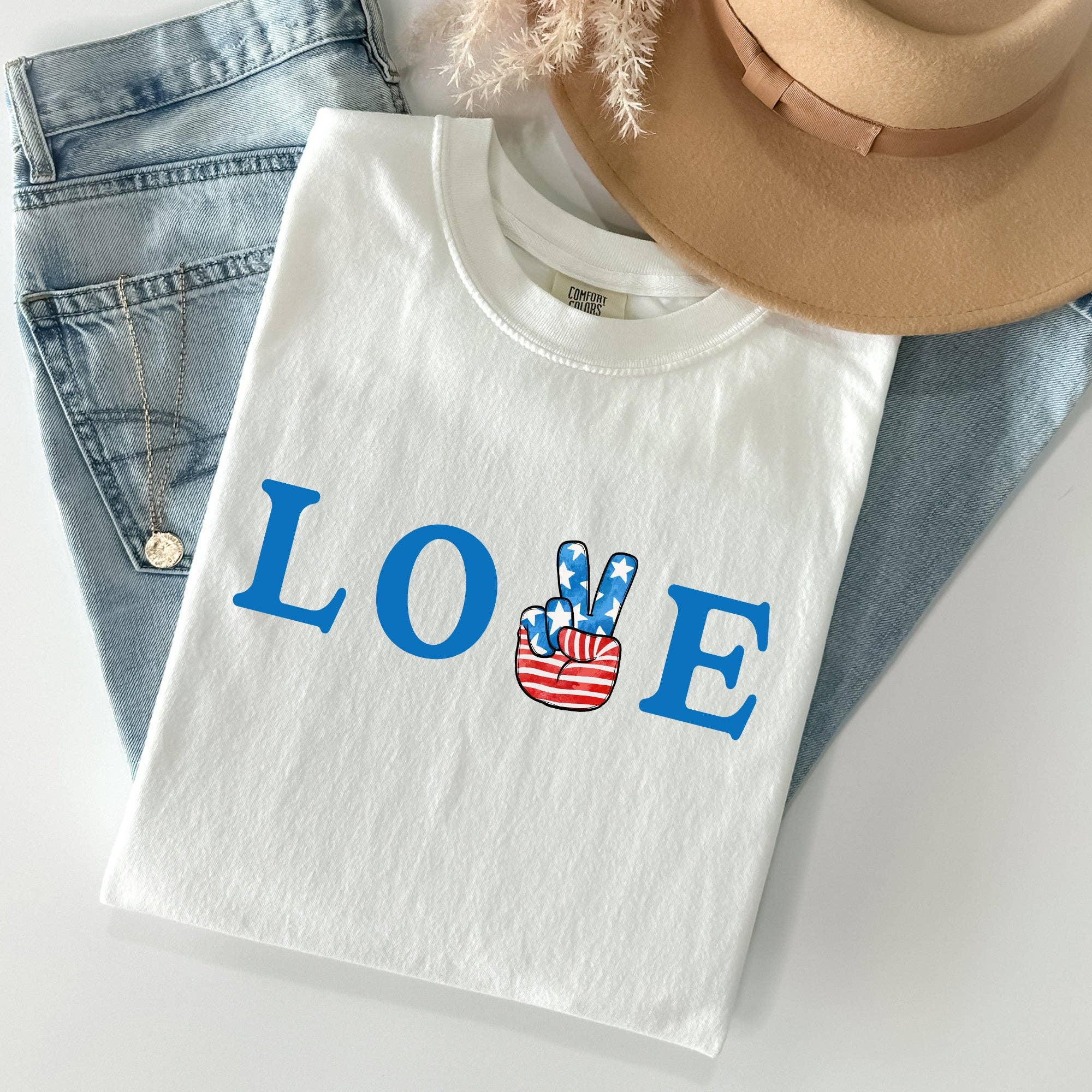 Peace, Love, America, Retro, Patriotic, 4th of July Tshirt Hoodie, Sweatshirt | PodTeesHub.com