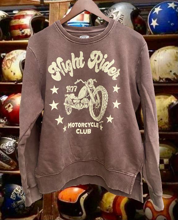 Night Rider Acid Wash Crew Neck Sweatshirt T-Shirts, Hoodie | PodTeesHub.com
