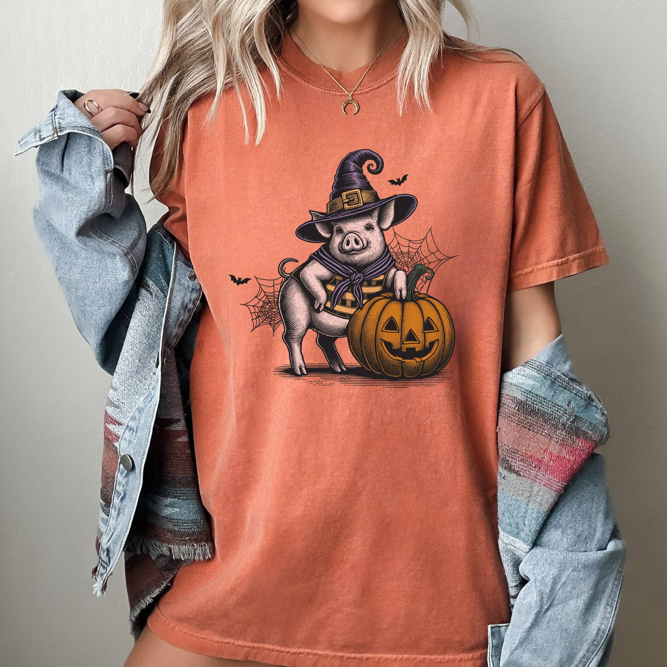 Pig, Animal Lover, Vintage, Farm Western Halloween Tshirt Hoodie, Sweatshirt | PodTeesHub.com