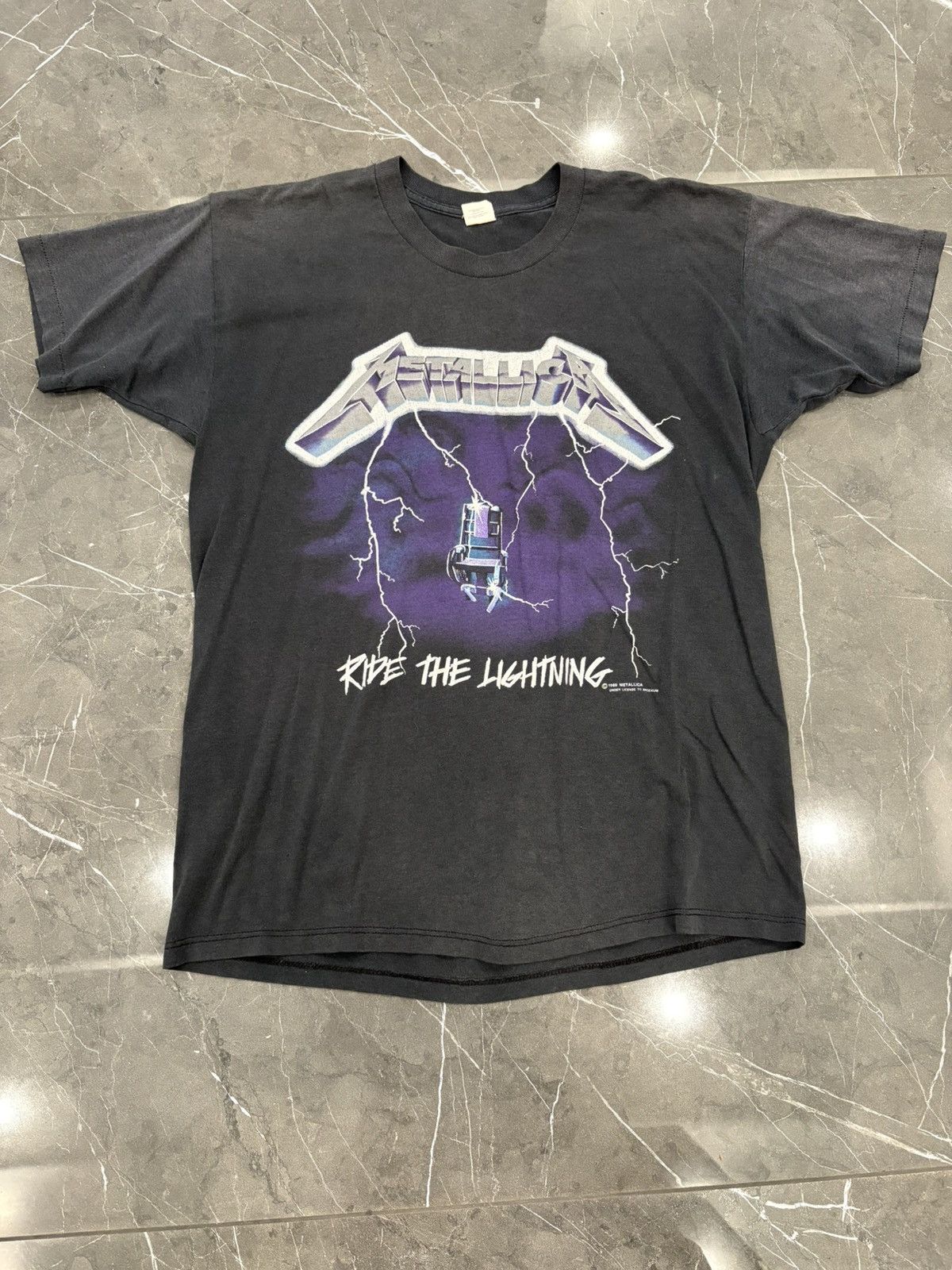 Vintage 1989 Metallica Ride The Lighting Black 50 50 Tag T-Shirts, Hoodie, Sweatshirt | PodTeesHub.com