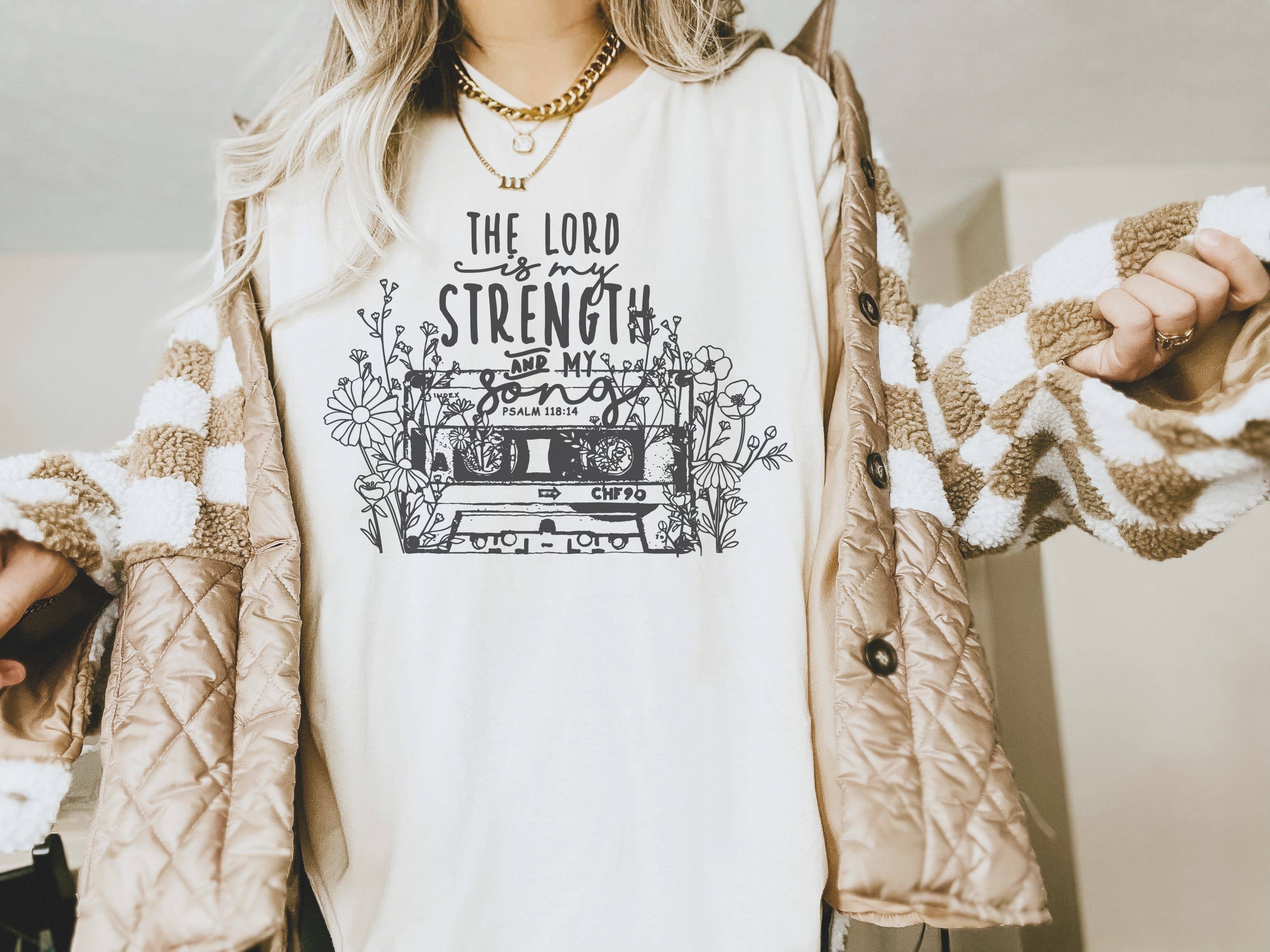 The Lord Is My Strength Cassette Graphic Tee Hoodie, Sweatshirt | PodTeesHub.com
