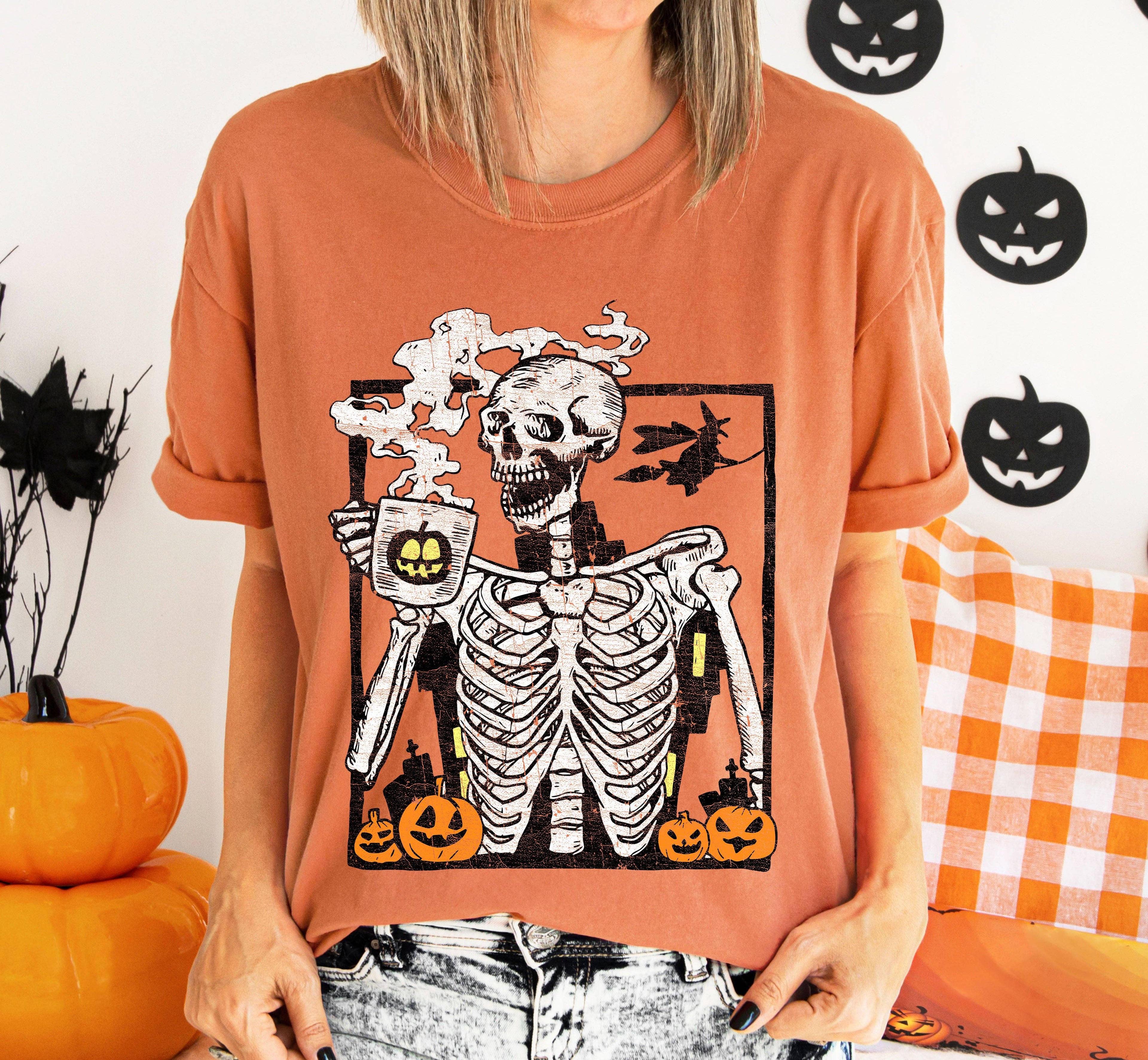 Skeleton Coffee, Mom, Retro, Aesthetic, Vintage, Comfort Colors Tshirt Hoodie, Sweatshirt | PodTeesHub.com