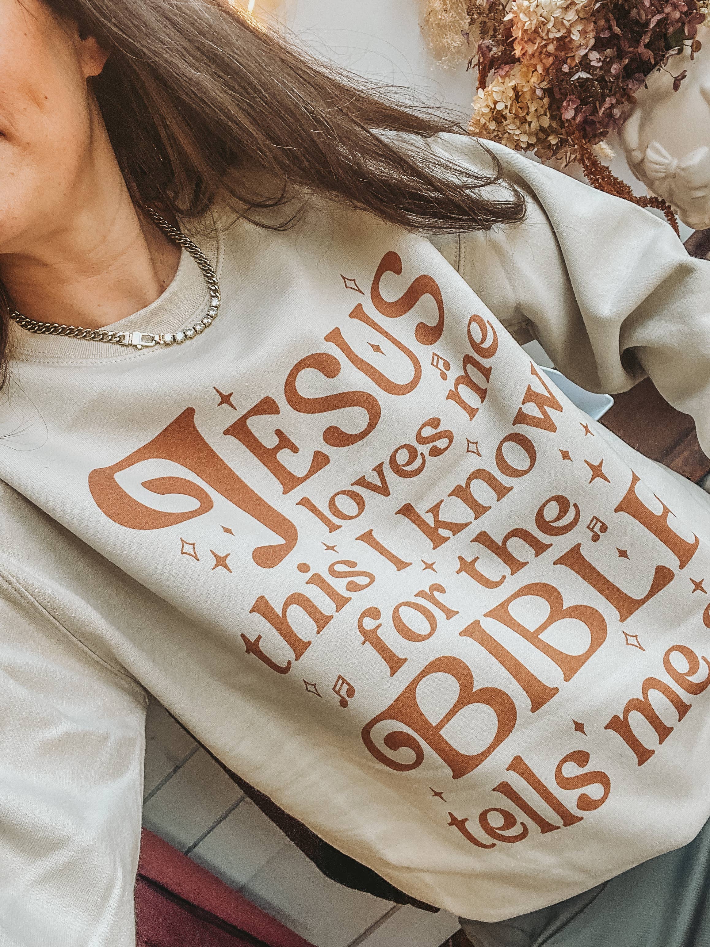 Jesus Loves Me Religious Crew Neck Sweatshirt T-Shirts, Hoodie | PodTeesHub.com