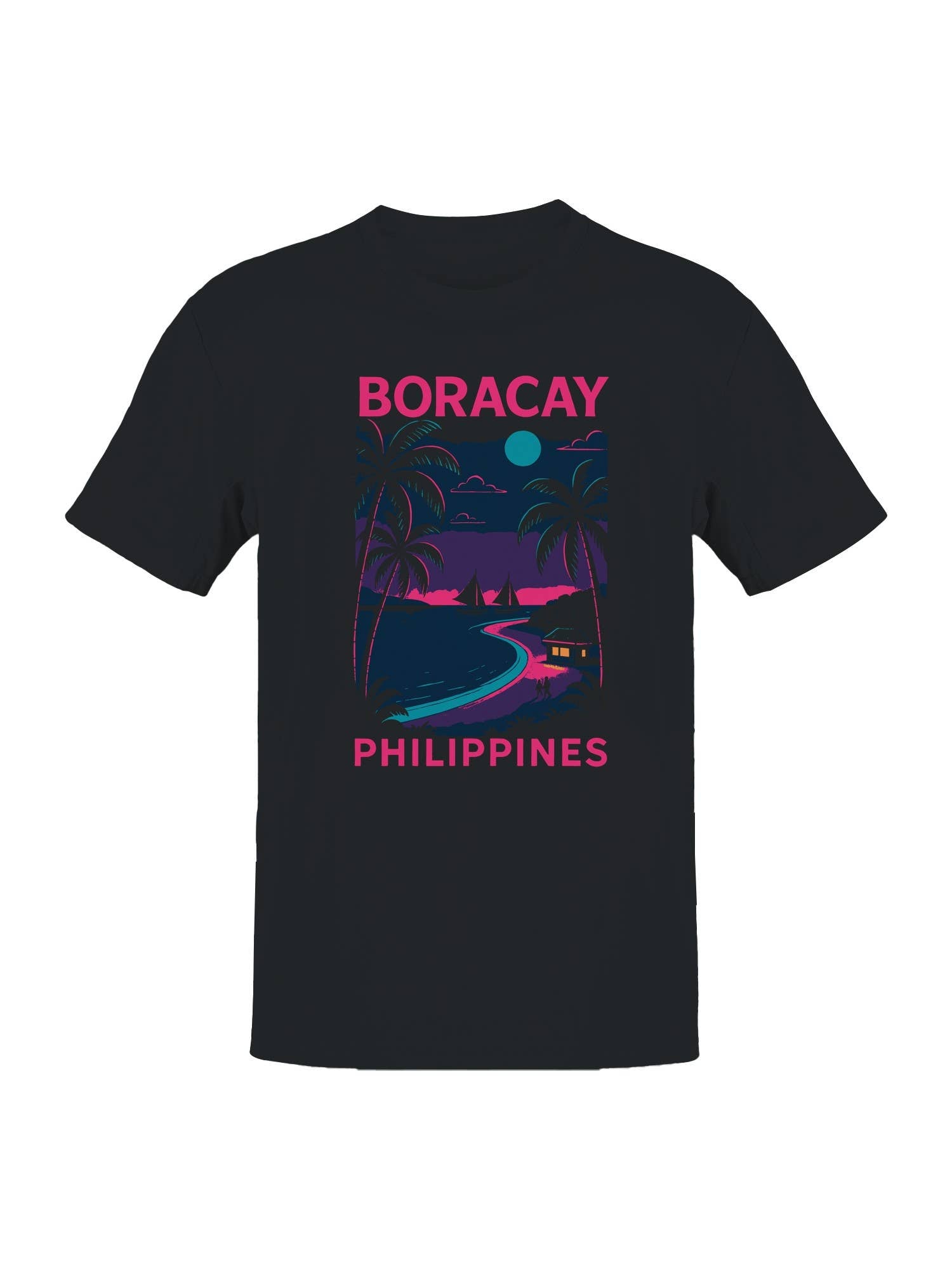 Boracay Nightscape Art Design Men's T-Shirt Hoodie, Sweatshirt | PodTeesHub.com