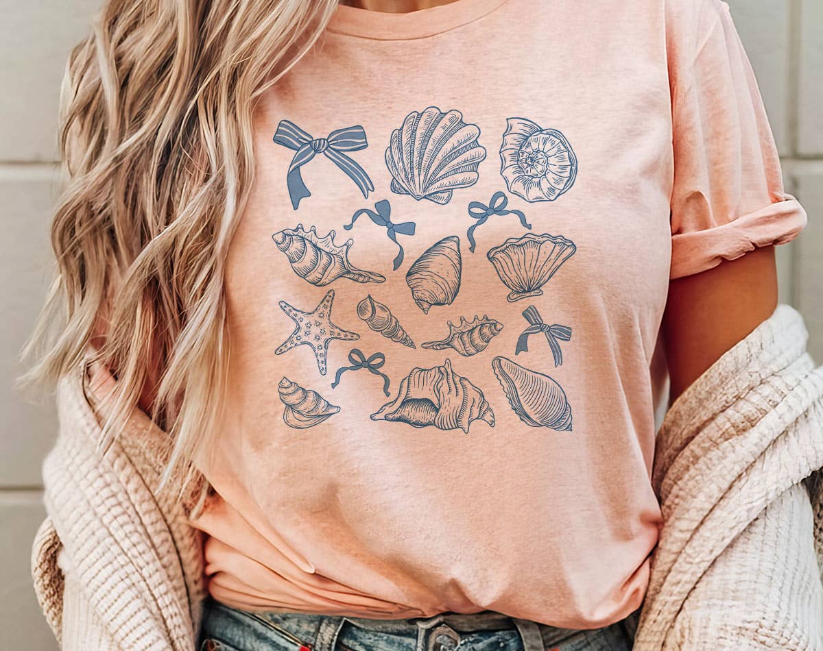 Seashell Blue Beach Collage -  Beach Shell T-Shirt Hoodie, Sweatshirt | PodTeesHub.com