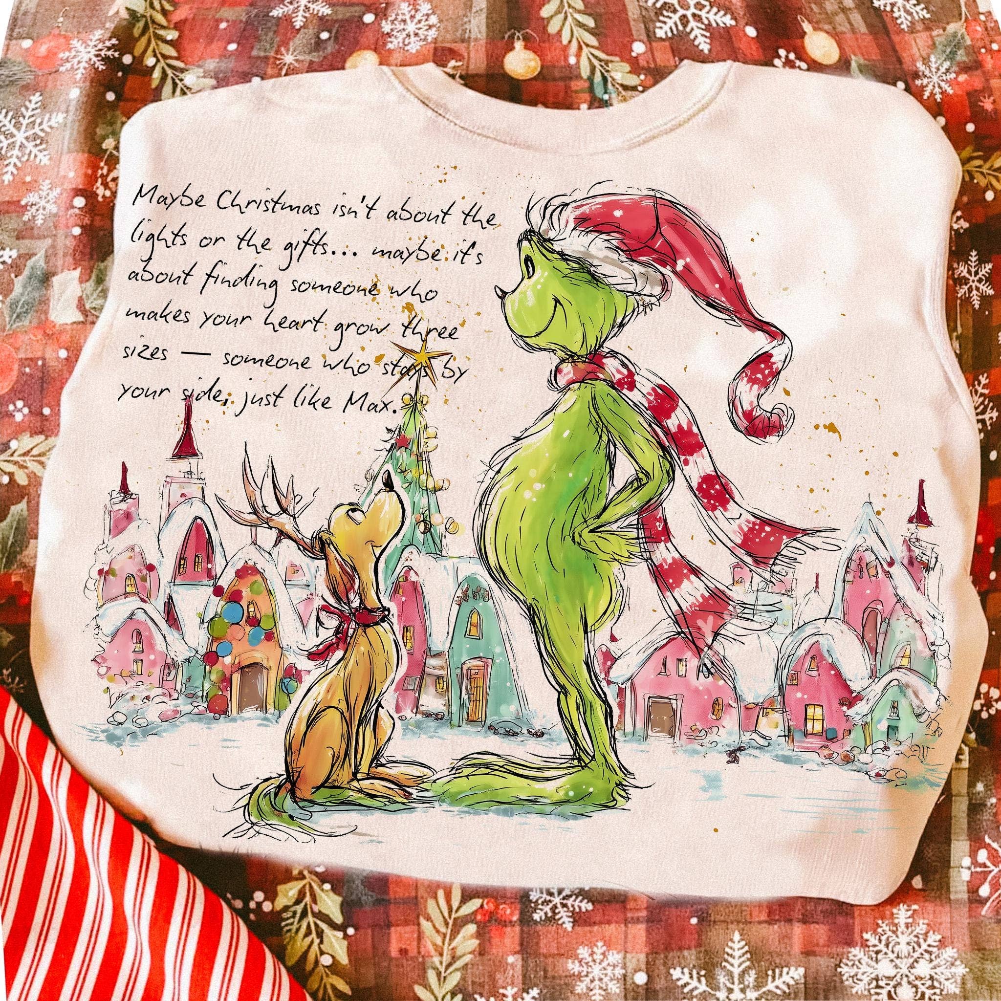 Retro Grinch Hand Drawn Christmas Characters Tee Hoodie, Sweatshirt | PodTeesHub.com