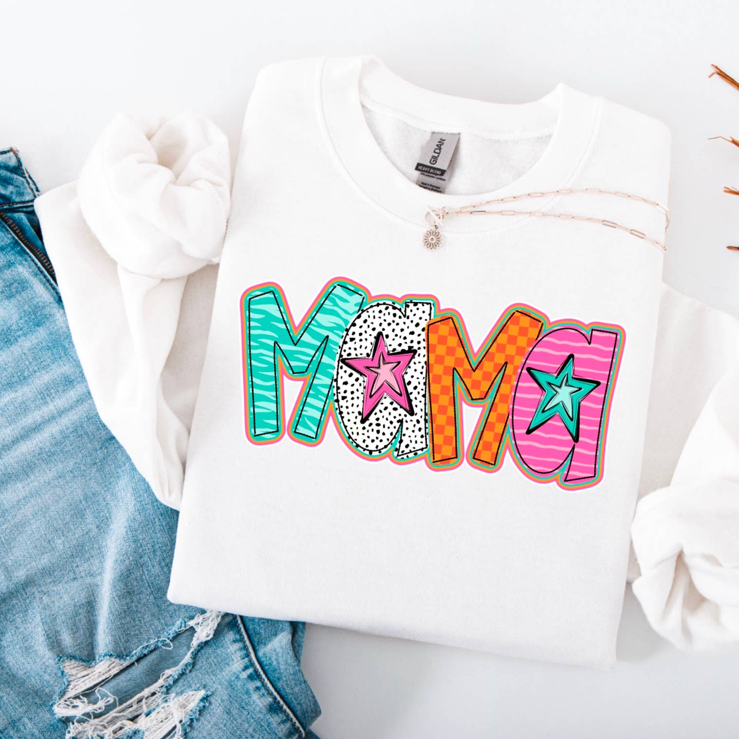 Mama Funky Star Graphic Sweatshirt | Mother's Day T-Shirts, Hoodie | PodTeesHub.com