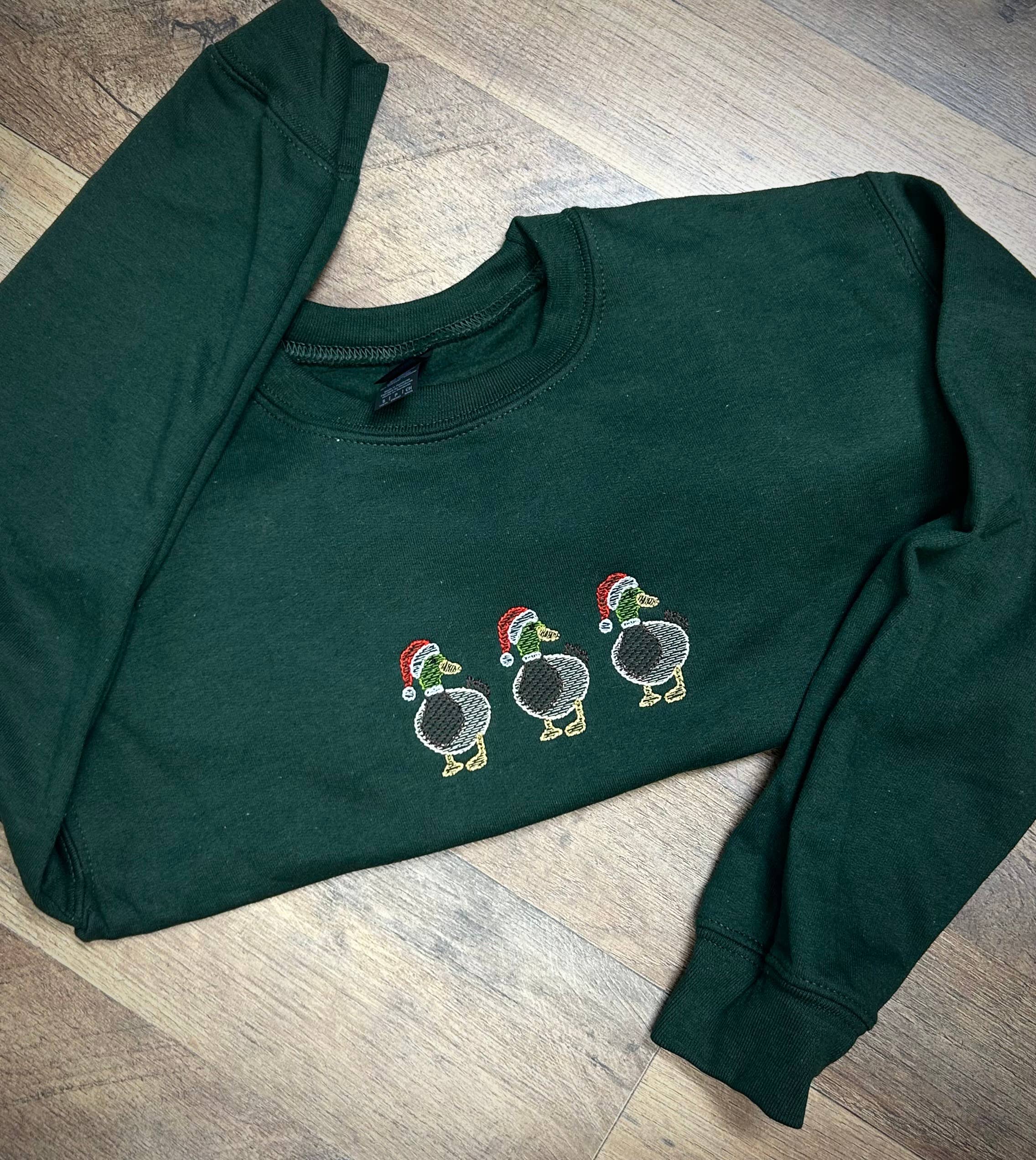 Embroidered Santa Ducks Sweater T-Shirts, Hoodie, Sweatshirt | PodTeesHub.com