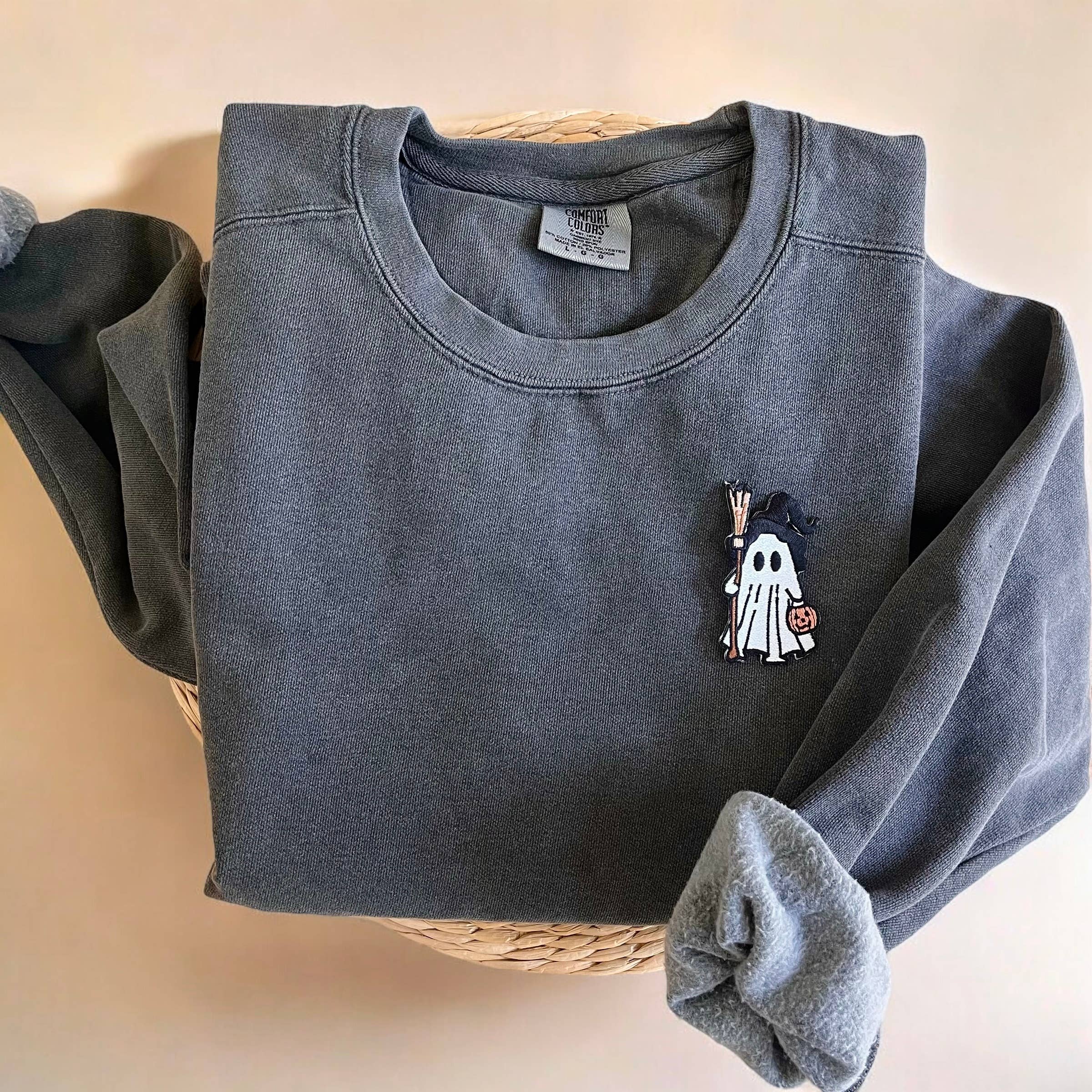 Comfort Colors® Ghost Halloween Crewneck Sweatshirt T-Shirts, Hoodie | PodTeesHub.com
