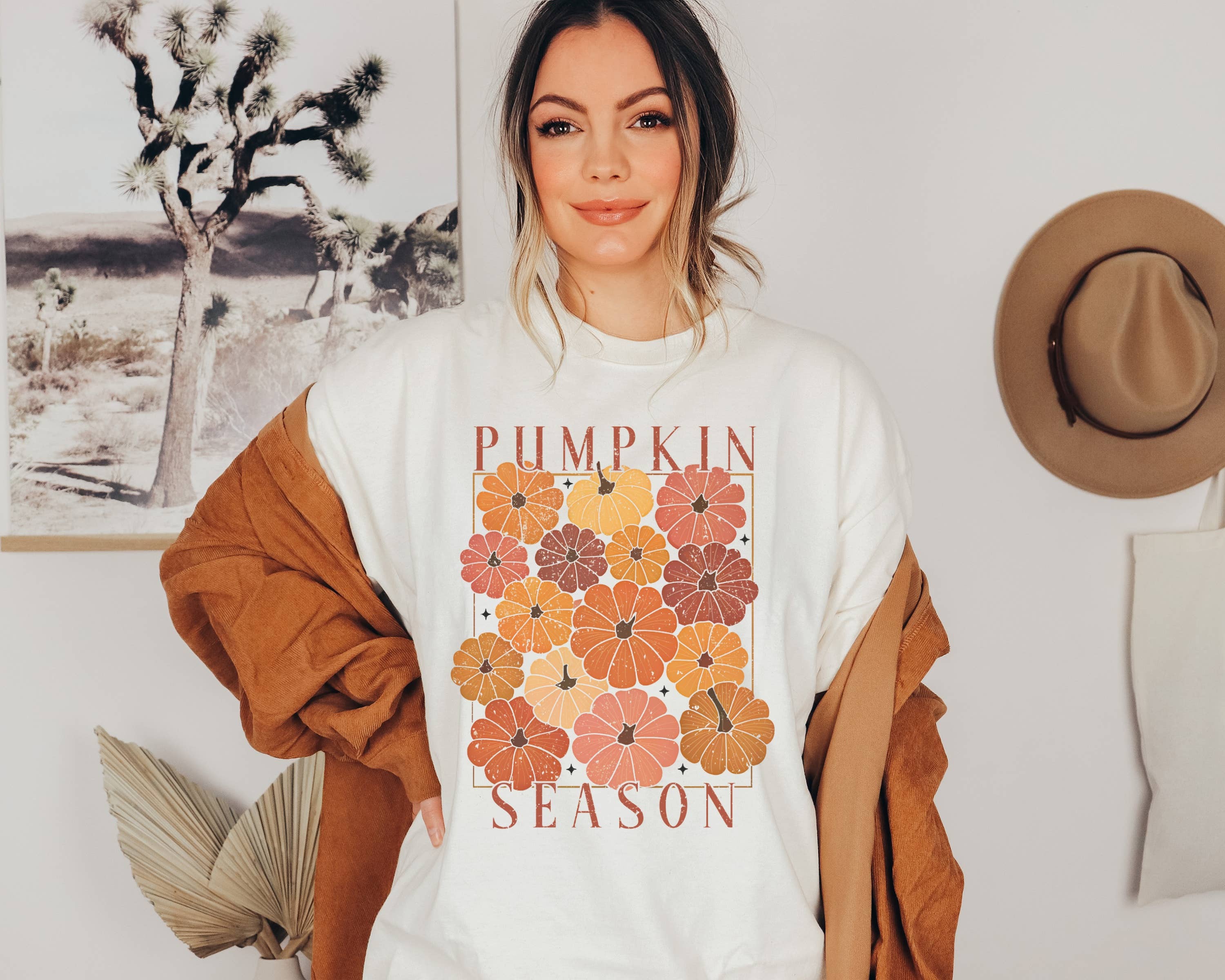 Pumpkin Season Floral Graphic Tee | Fall Tee Hoodie, Sweatshirt | PodTeesHub.com