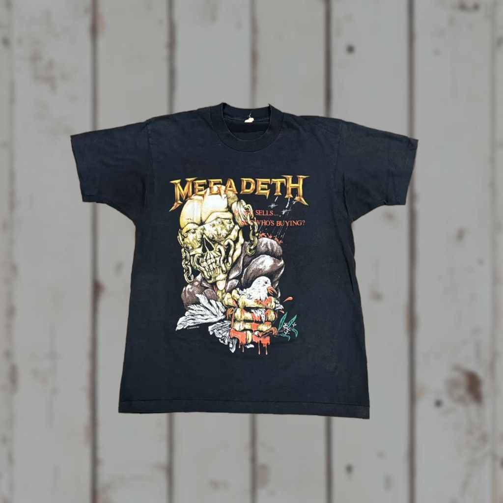 Vintage Megadeth Peace Sells But Who Buying Concert T Shirt Size L Black Men Short Sleeve 80 Hoodie, Sweatshirt