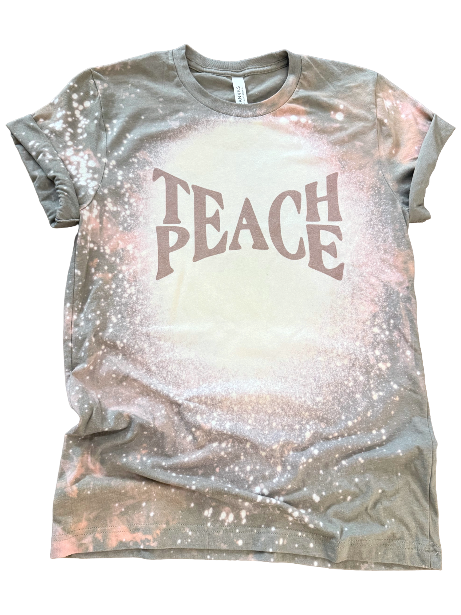 Teach Peace Bleached Tee Hoodie, Sweatshirt | PodTeesHub.com