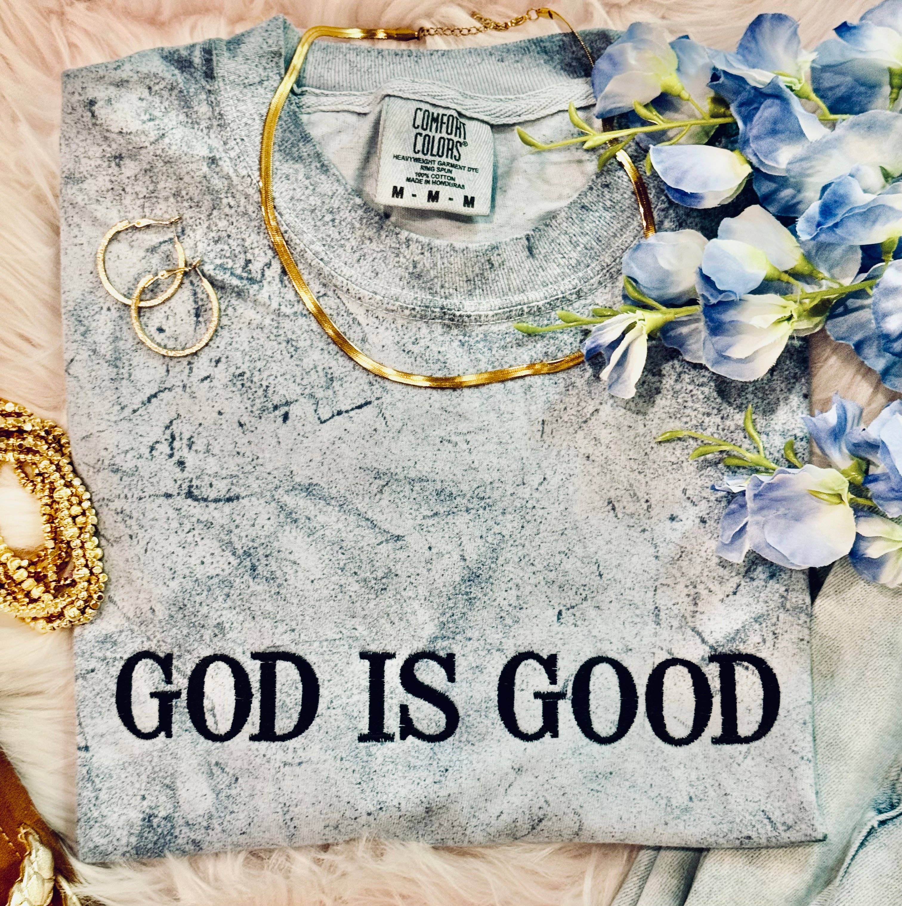 Ocean God Is Good Embroidered Tee Hoodie, Sweatshirt | PodTeesHub.com