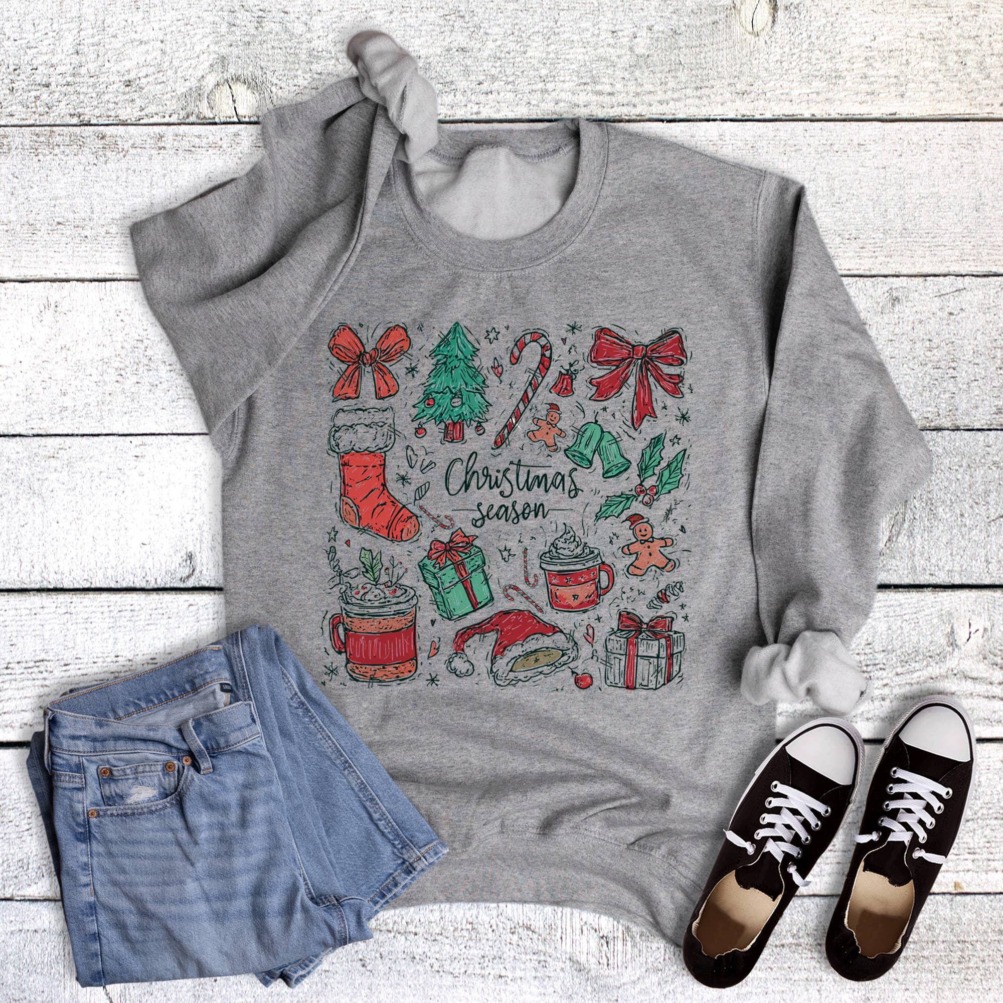 Christmas Season Sketch Collage Sweatshirt T-Shirts, Hoodie | PodTeesHub.com