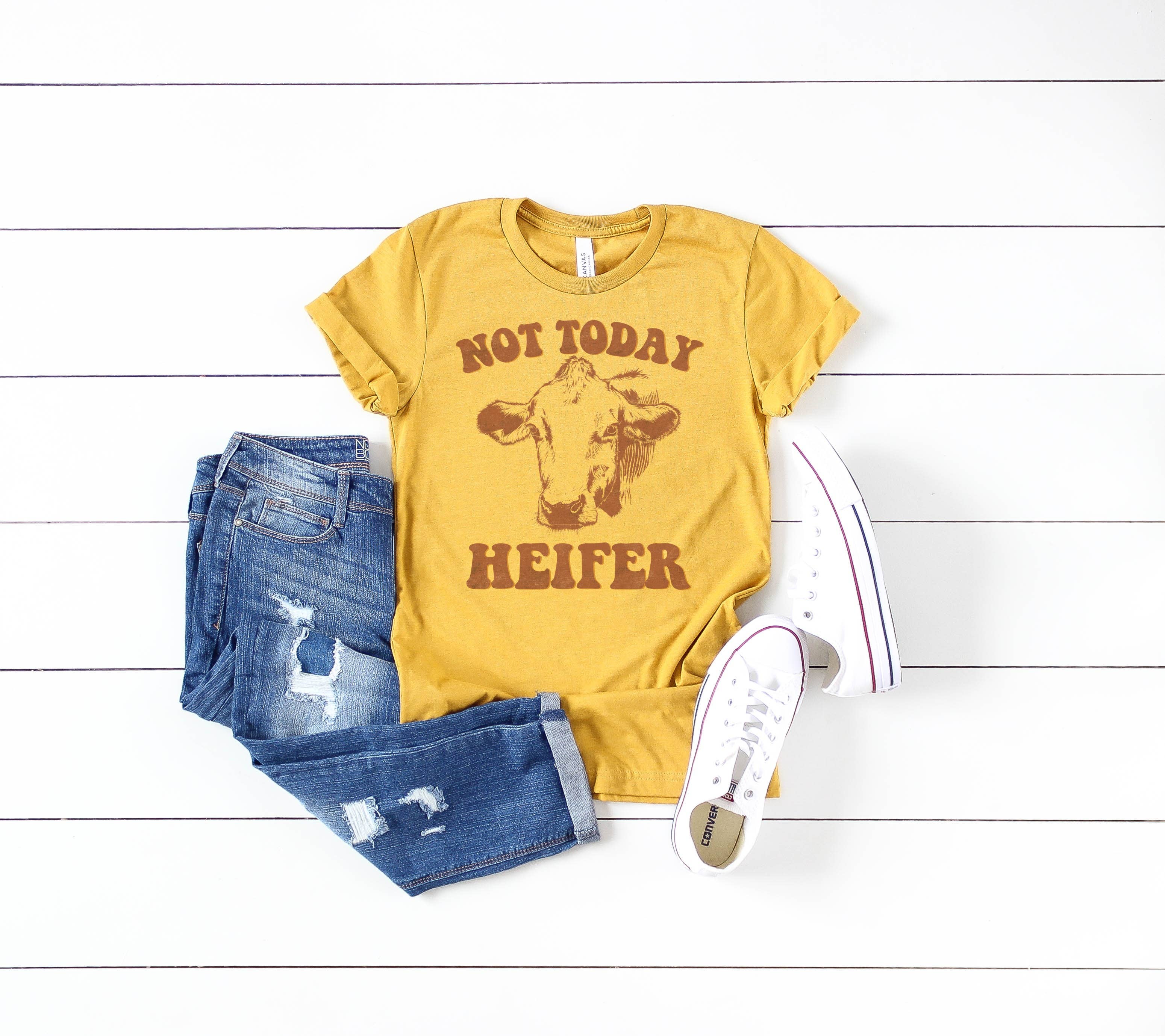 Not Today Heifer Women's Western Farm Graphic Tee Hoodie, Sweatshirt | PodTeesHub.com