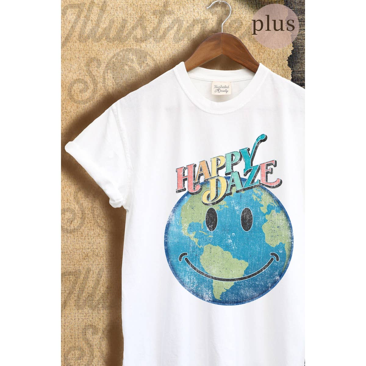 Happy Daze Vintage Graphic  Tee  Plus Hoodie, Sweatshirt | PodTeesHub.com