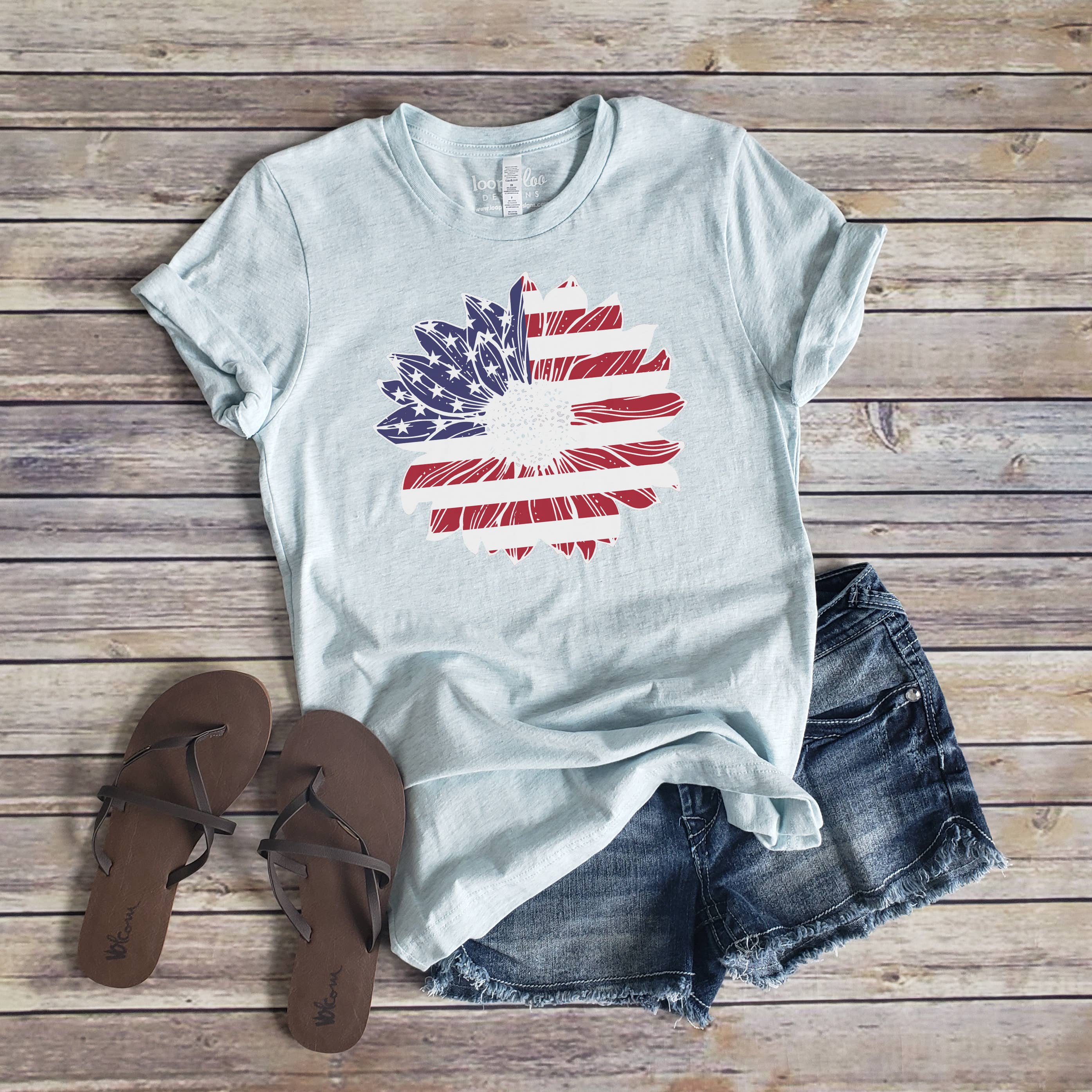 Flower Flag Tee | America | Sizes XS-2XL Hoodie, Sweatshirt | PodTeesHub.com