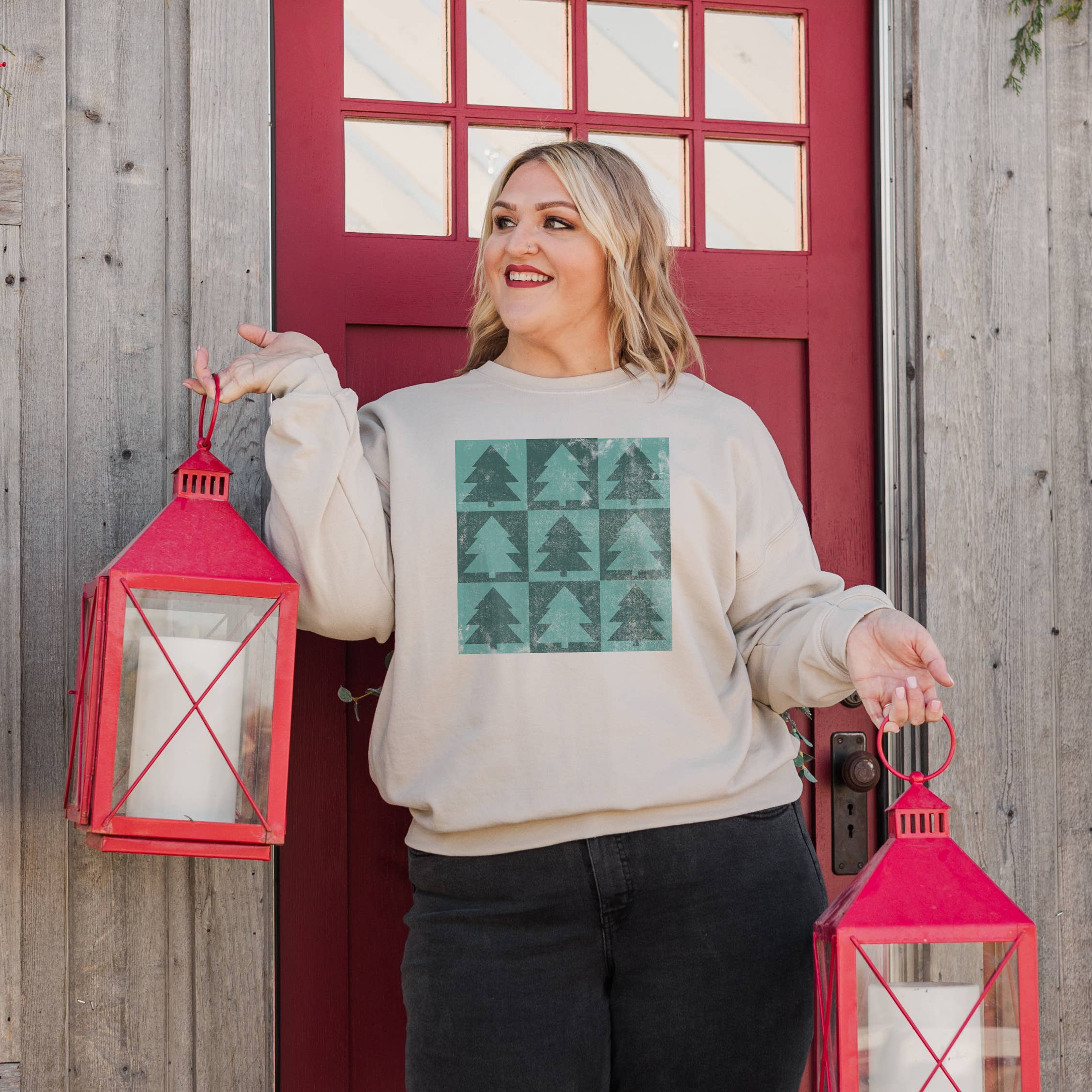 9 Square Trees Crewneck Sweatshirt | Christmas | Sizes S-2XL T-Shirts, Hoodie | PodTeesHub.com
