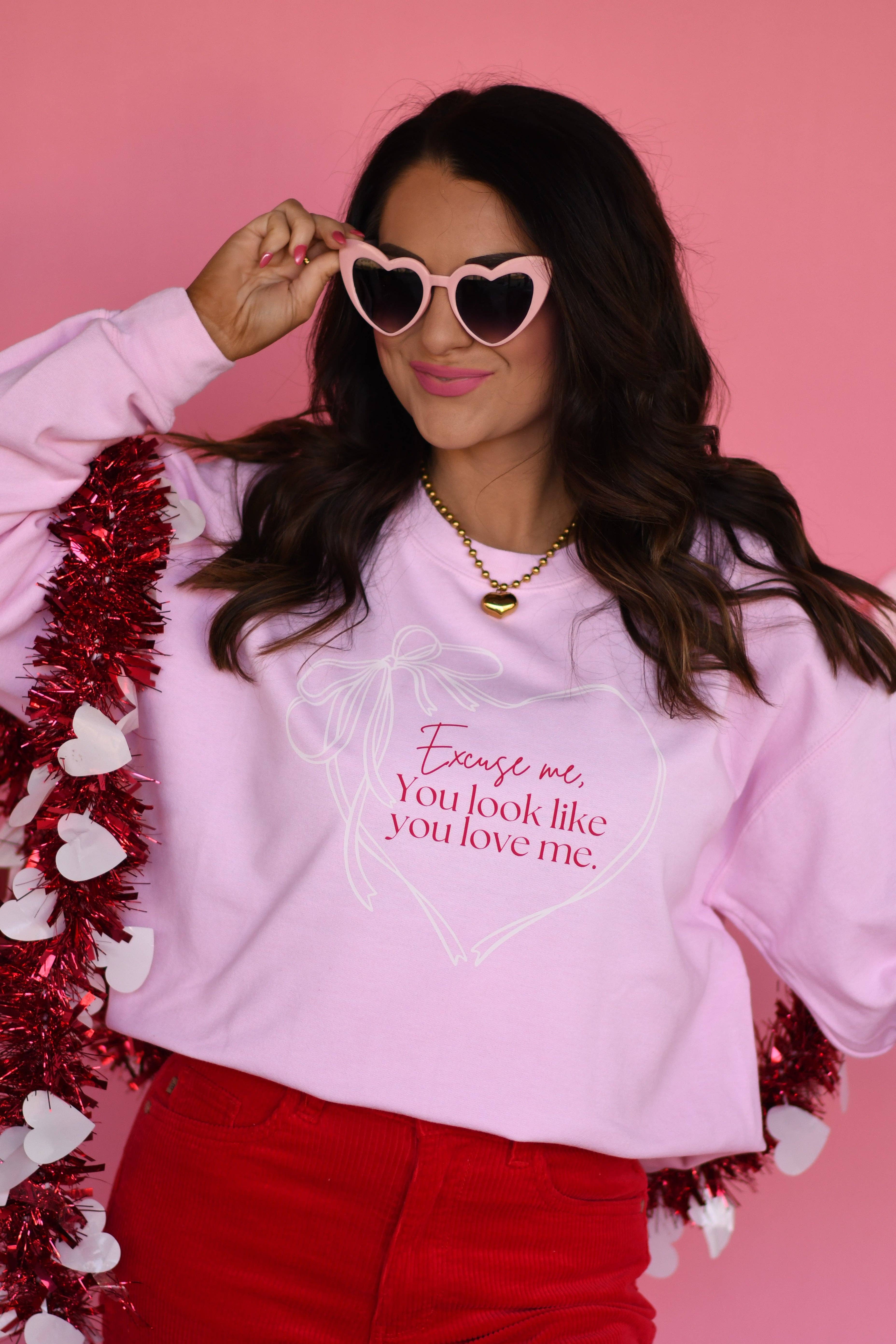 Excuse Me, You Look Like You Love Me Heart Bow Sweatshirt T-Shirts, Hoodie | PodTeesHub.com