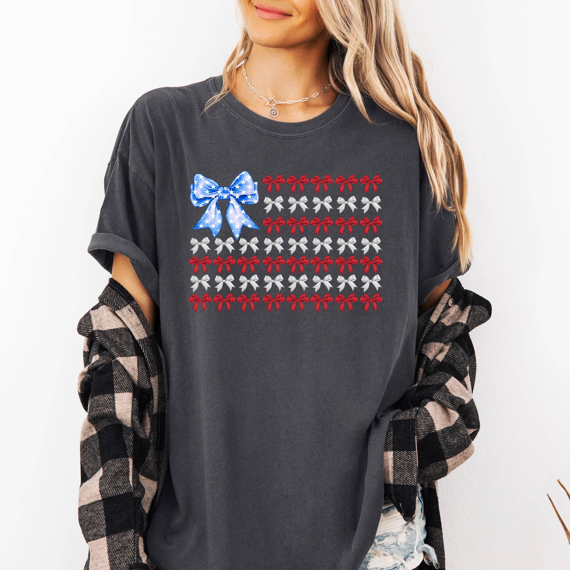 Patriotic Bows, Flag USA America, 4th of July Tshirt Hoodie, Sweatshirt | PodTeesHub.com