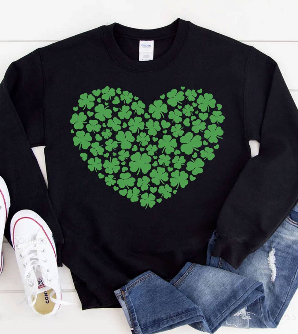 Shamrock Heart - St. Patrick's Day Cute Fun Sweet Sweatshirt T-Shirts, Hoodie | PodTeesHub.com