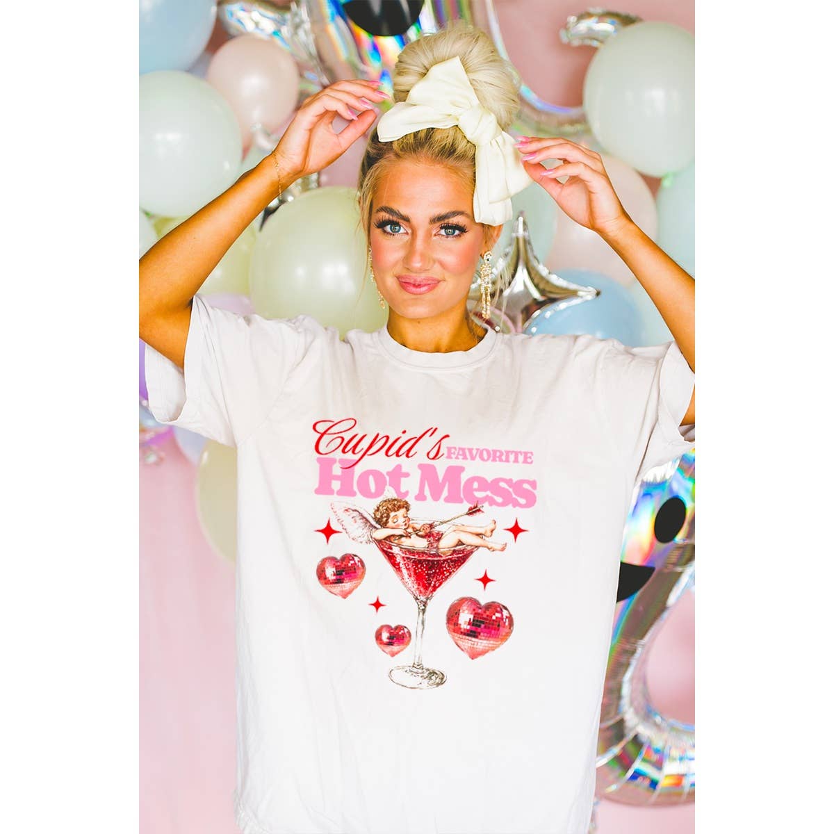Favorite Hot Mess  Valentine Graphic Oversized Tee Hoodie, Sweatshirt | PodTeesHub.com