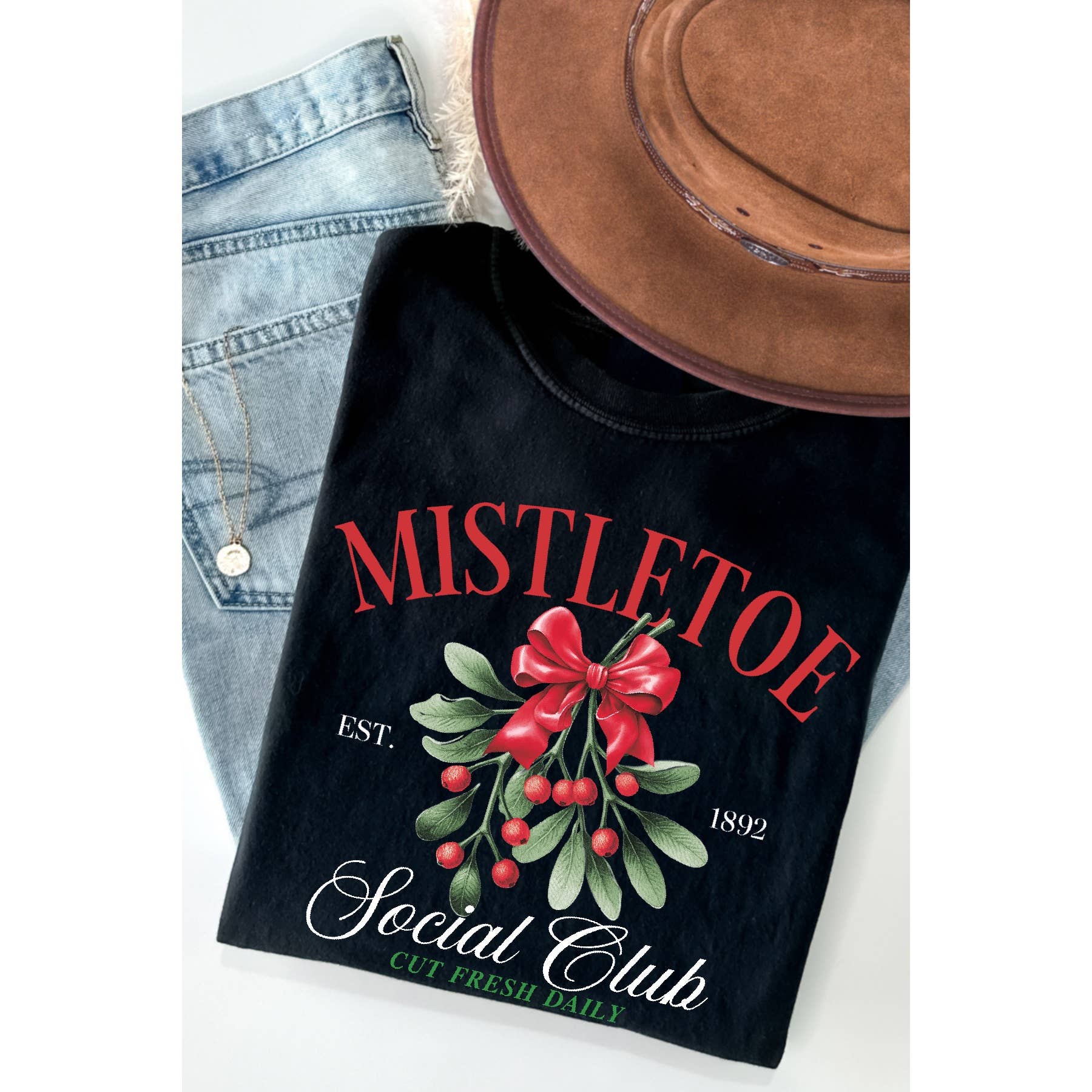 Mistletoe Social Club Short Sleeve Tee Hoodie, Sweatshirt | PodTeesHub.com