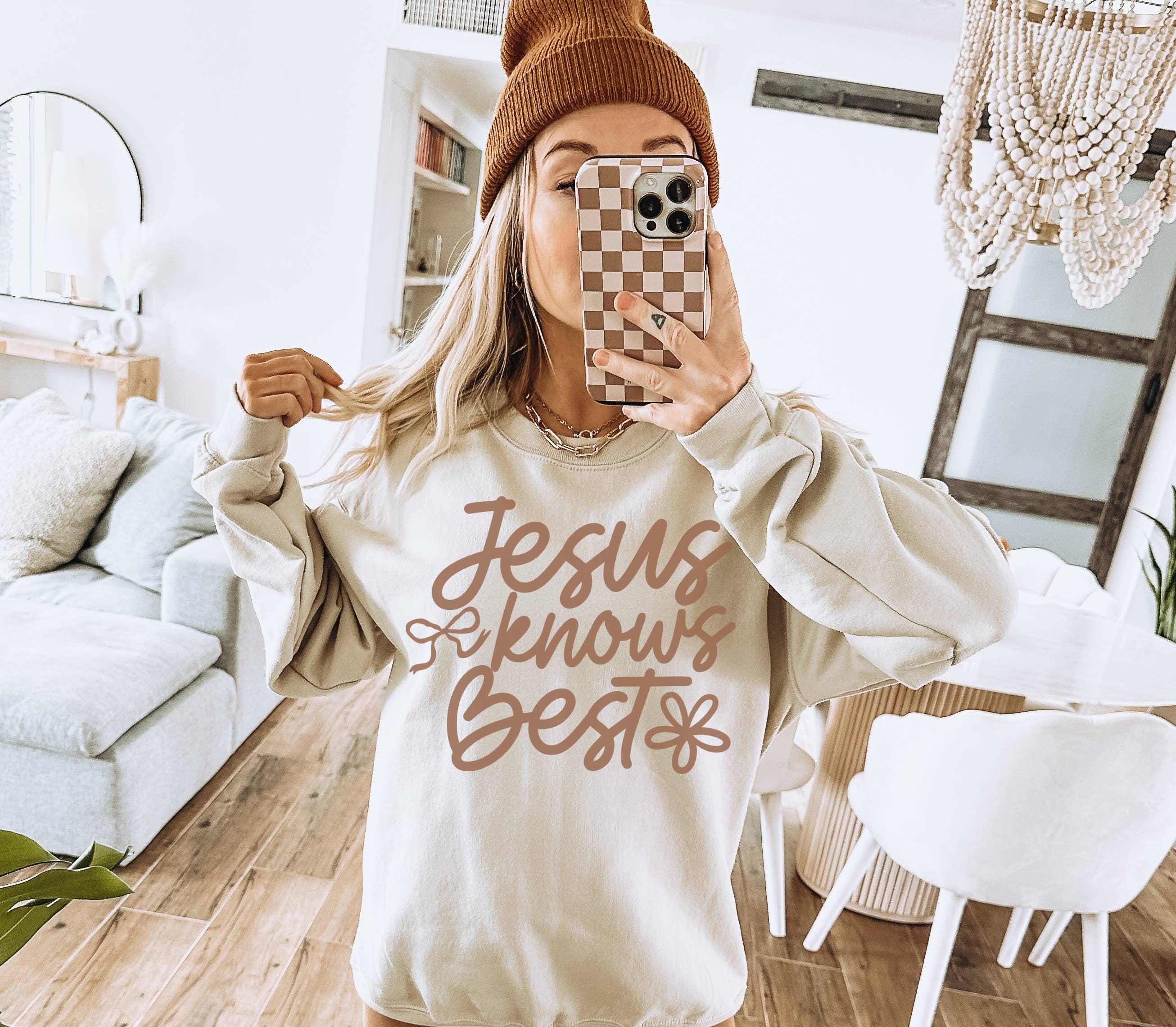 Jesus Knows Best Crew Neck Sweatshirt | Trending T-Shirts, Hoodie | PodTeesHub.com