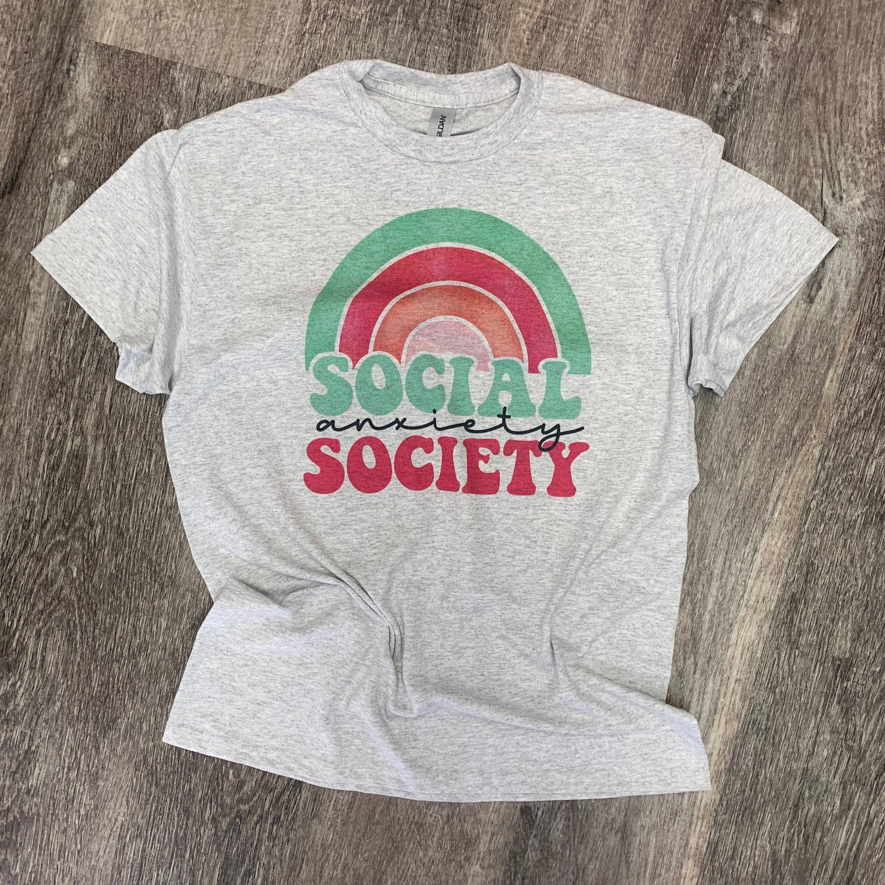Social Anxiety Society On Ash Gray Tee Hoodie, Sweatshirt | PodTeesHub.com