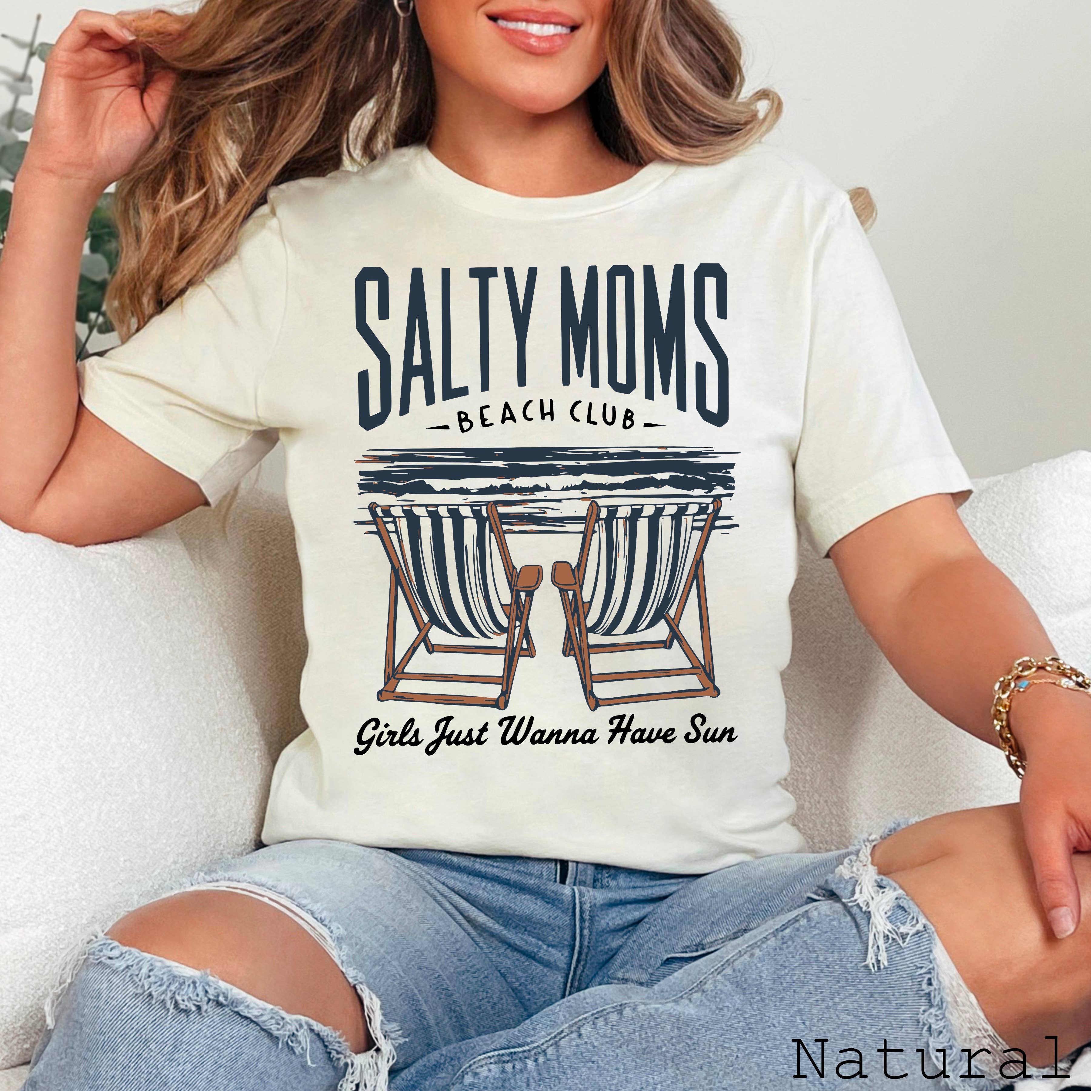 Salty Mom’S Beach Club Women’S Graphic Tee  | Bella Canvas Hoodie, Sweatshirt | PodTeesHub.com