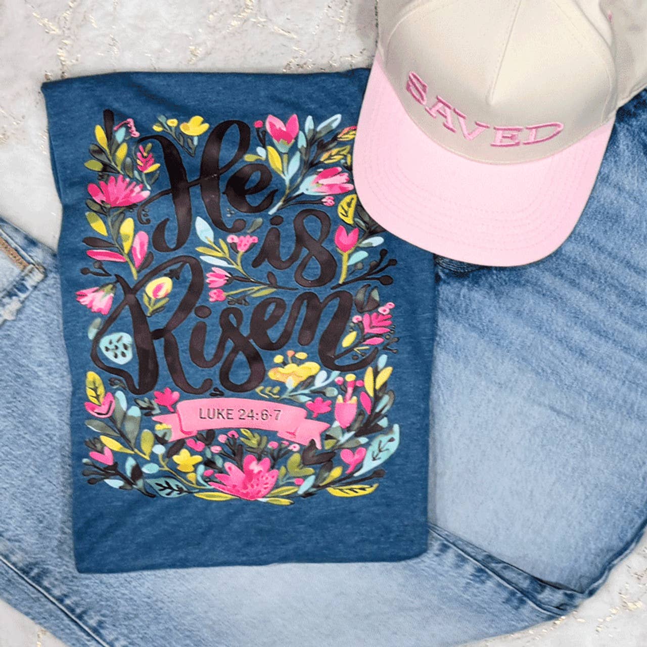 Floral He Is Risen Tee Hoodie, Sweatshirt | PodTeesHub.com