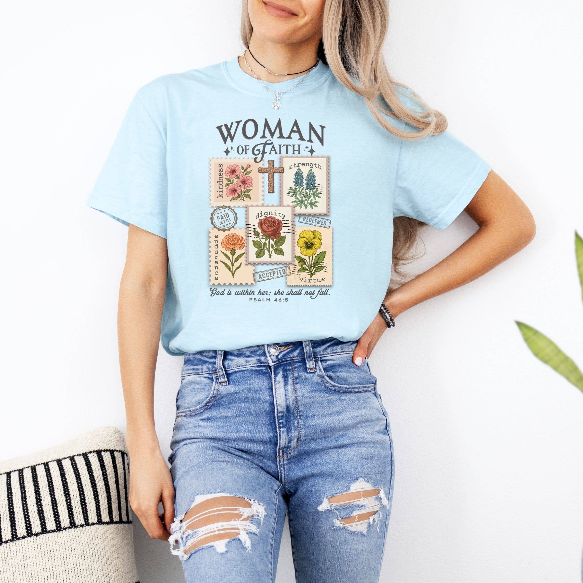 Women of Faith Floral Christian Spring Graphic Tee Hoodie, Sweatshirt | PodTeesHub.com