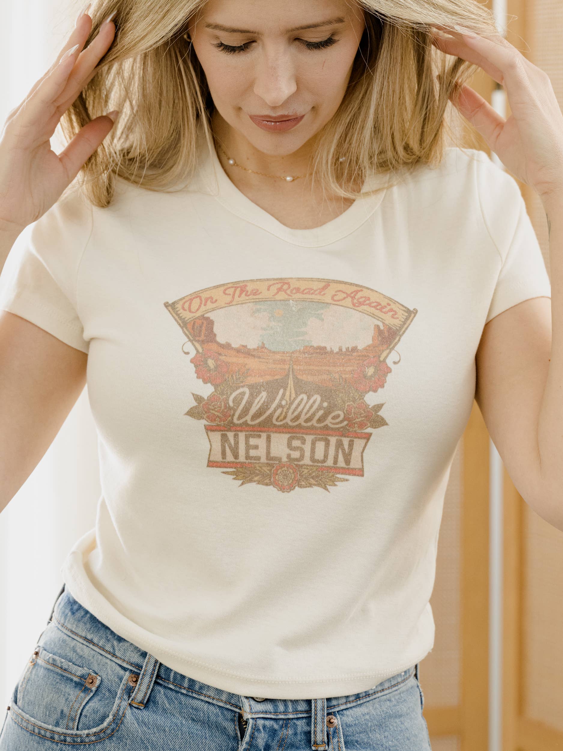 Willie Nelson Otr Highway Off White Micro Cropped Tee Hoodie, Sweatshirt | PodTeesHub.com