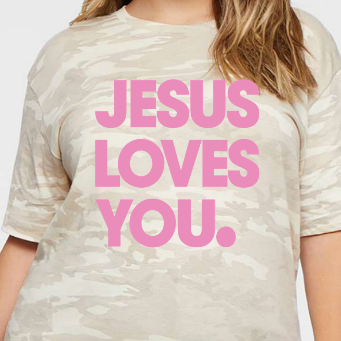 Jesus Loves You Camo Tee Hoodie, Sweatshirt | PodTeesHub.com