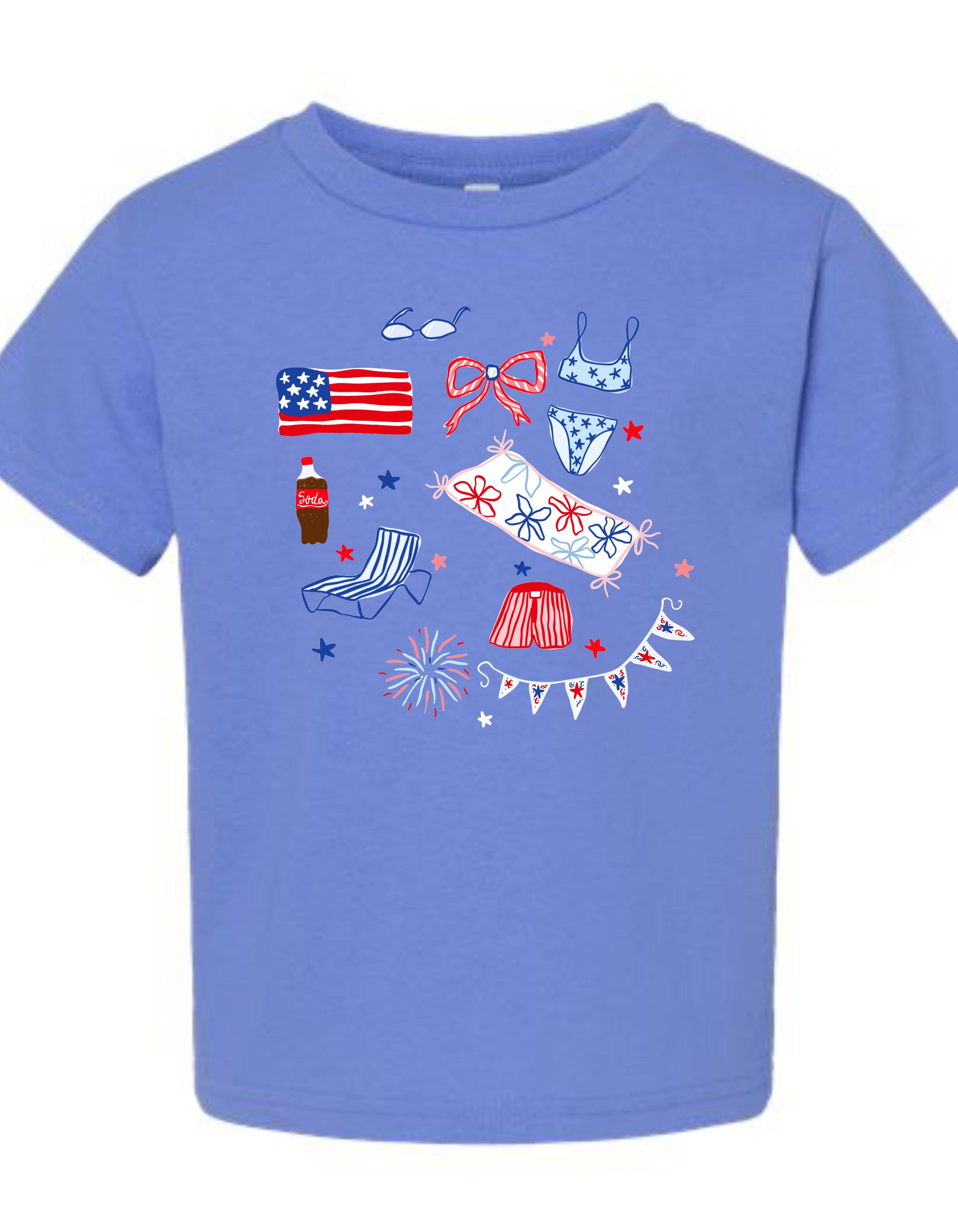 Toddler Summertime USA Collage Graphic Tee Hoodie, Sweatshirt | PodTeesHub.com