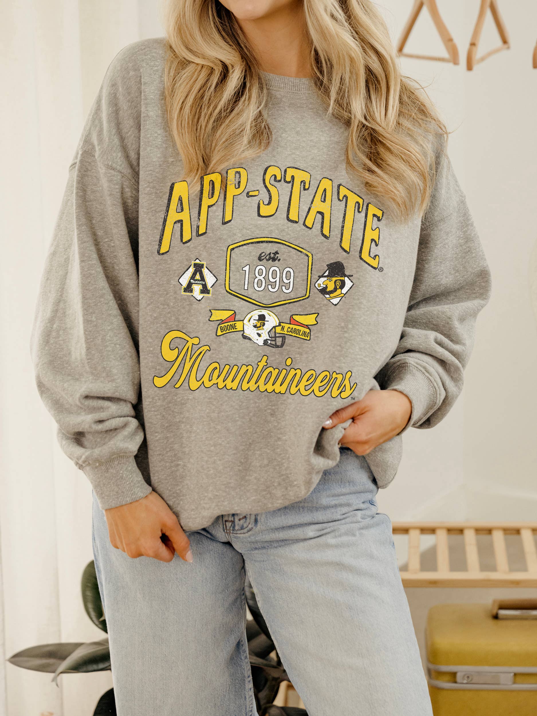 App State Patches 25 Ash Gray Thrifted Sweatshirt T-Shirts, Hoodie | PodTeesHub.com