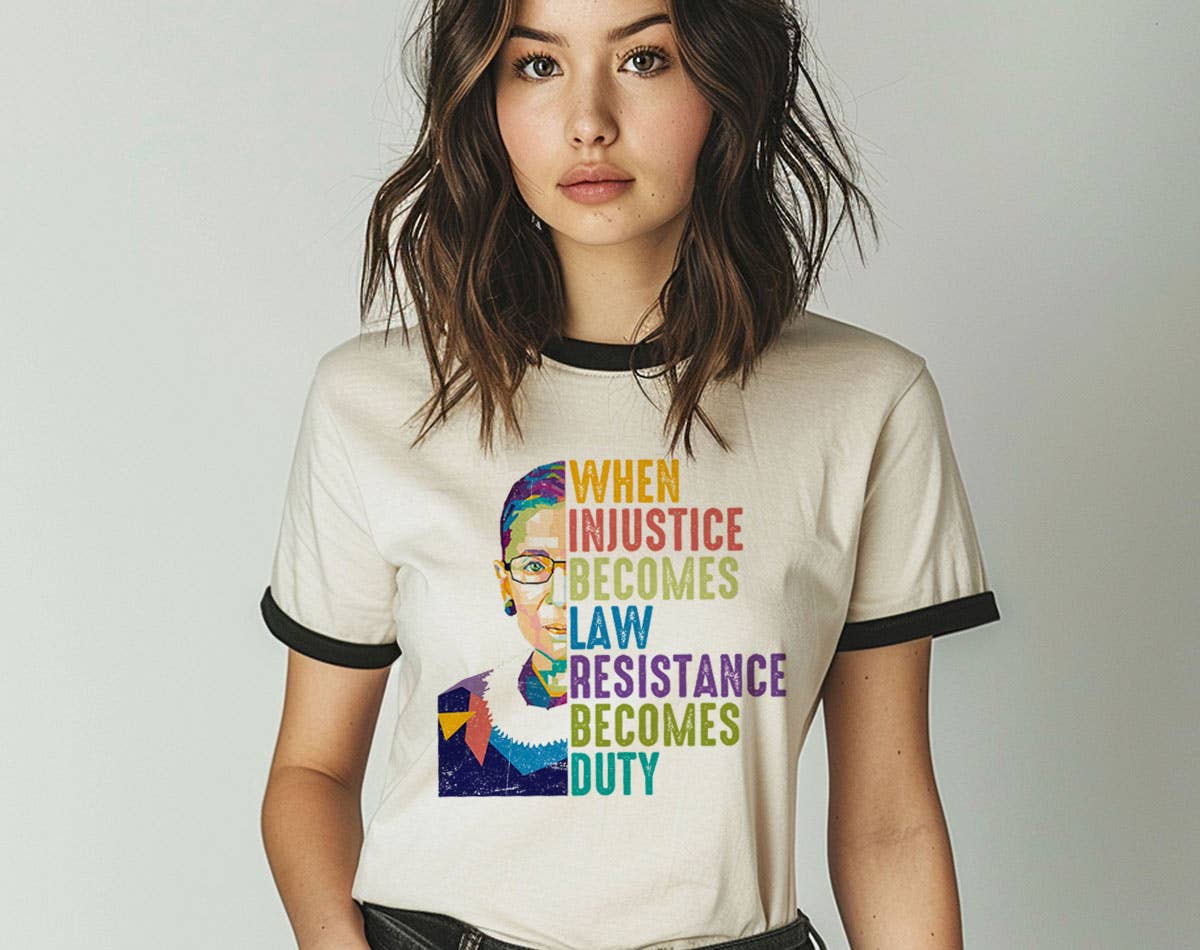 When Injustice Becomes Law - Political Rbg Ringer Shirt Hoodie, Sweatshirt | PodTeesHub.com