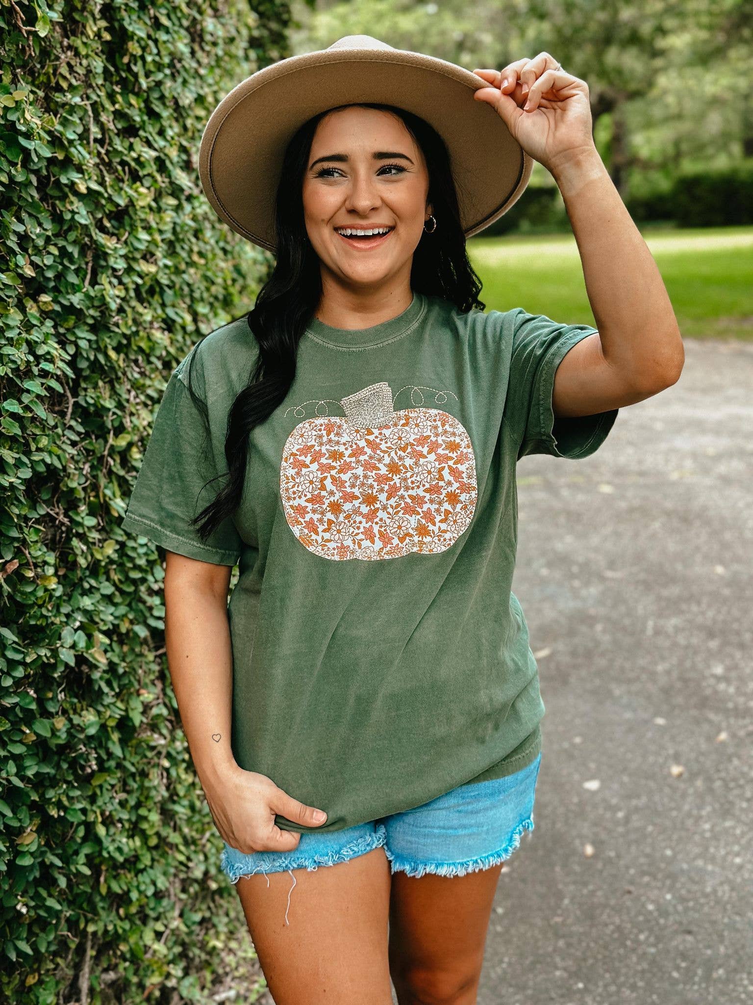 Floral Glitter Pumpkin Applique Tee Hoodie, Sweatshirt | PodTeesHub.com