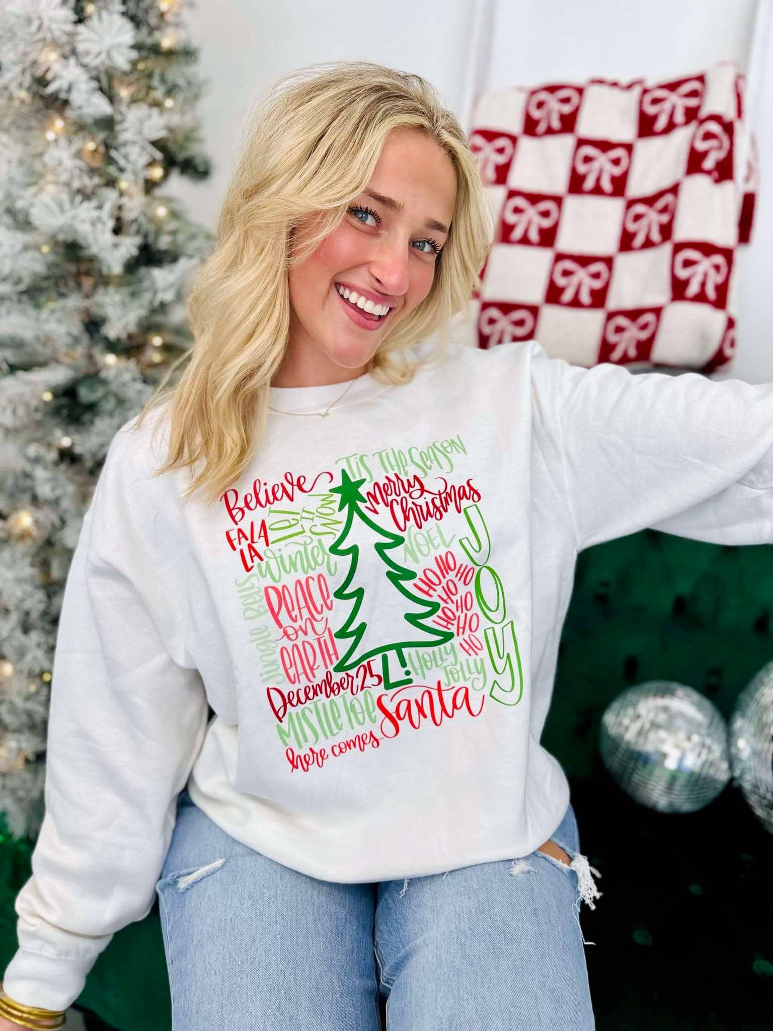Christmas Tree Word Collage Dtf Sweatshirt T-Shirts, Hoodie | PodTeesHub.com
