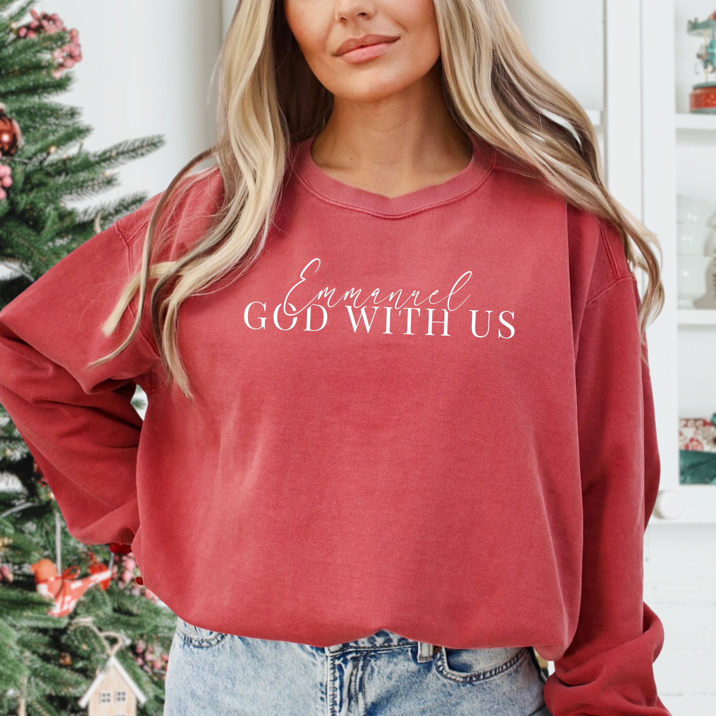 Emmanuel Christian Christmas Holiday Crewneck Sweatshirt T-Shirts, Hoodie | PodTeesHub.com