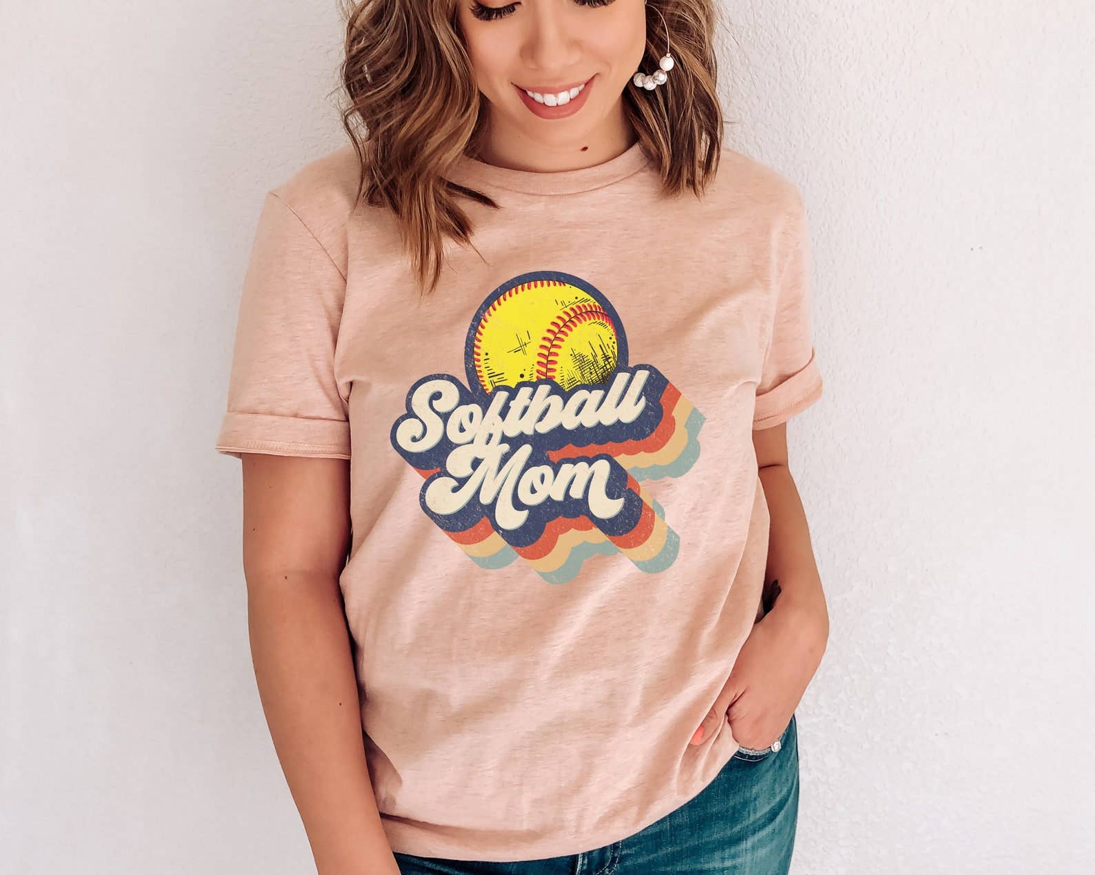 Retro Softball Mom T-Shirt Hoodie, Sweatshirt | PodTeesHub.com
