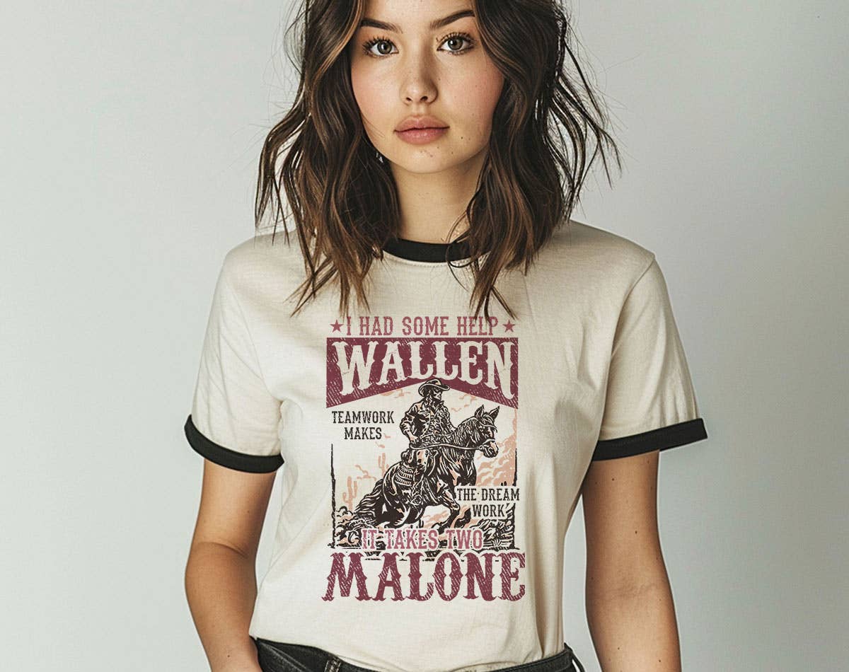 Wallen and Malone Teamwork - Western Graphic Tee Ringer Hoodie, Sweatshirt | PodTeesHub.com