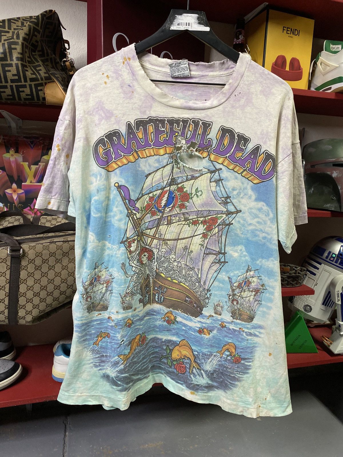 Band Tees 90 S Vintage Grateful Dead Liquid Blue Band Tee Shirt Large Hoodie, Sweatshirt | PodTeesHub.com