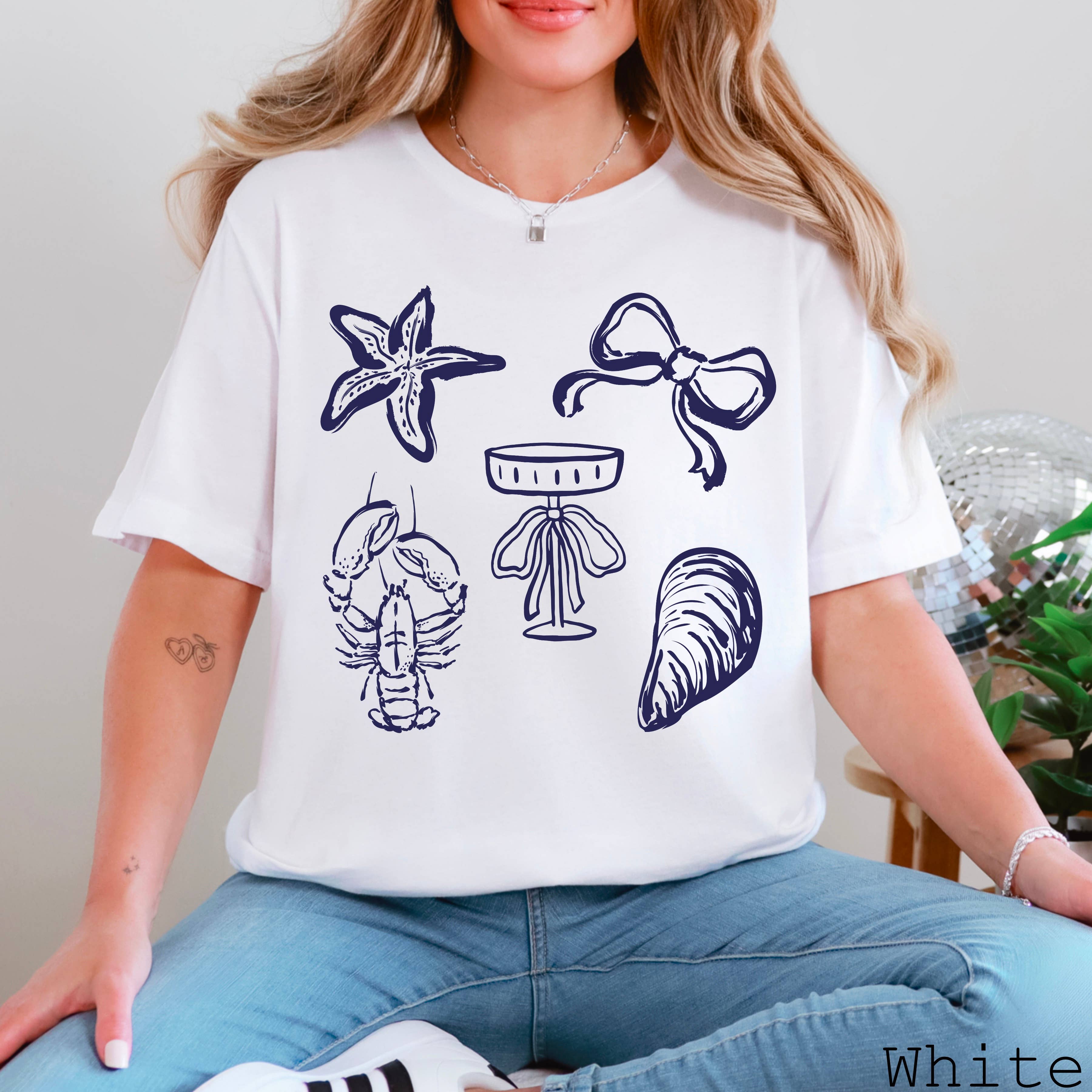 Spring 2025 Coastal Aesthetic | Graphic Tee Bella Canvas Hoodie, Sweatshirt | PodTeesHub.com