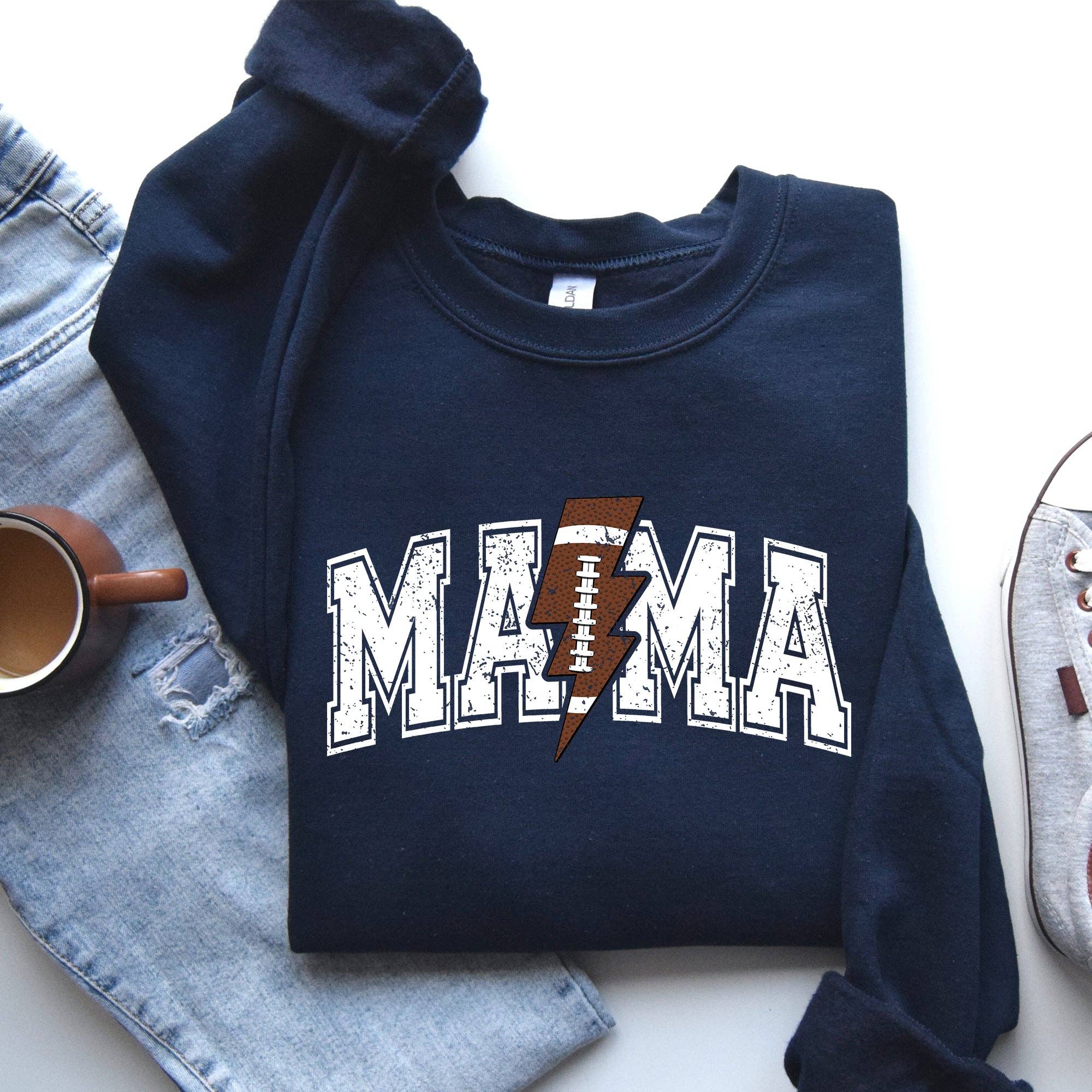 Mama, Lightening Bolt, Football, Sports, Game Day Sweatshirt T-Shirts, Hoodie | PodTeesHub.com