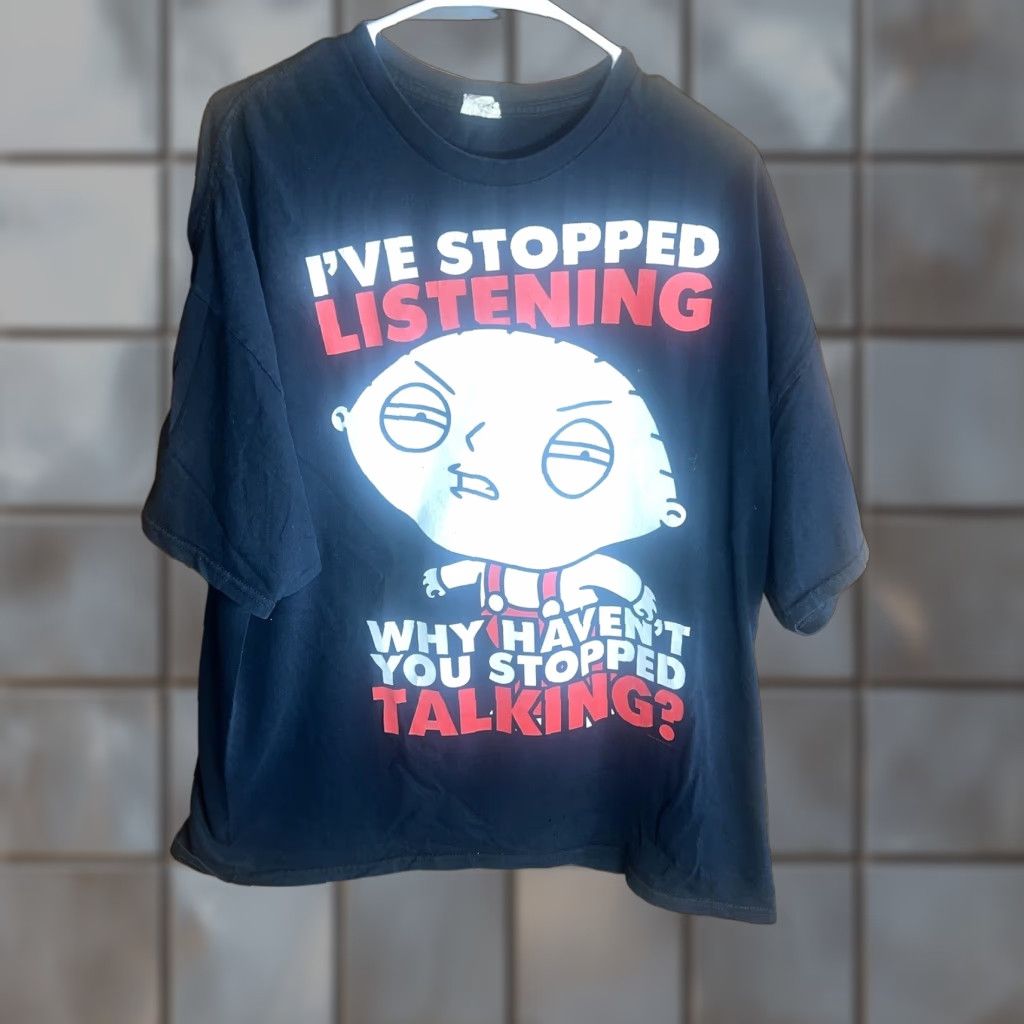 Vintage Gildan T Shirt Stewie Family Guy Black 2xl Men Crew Neck Short Sleeve Graphic Print L Hoodie, Sweatshirt