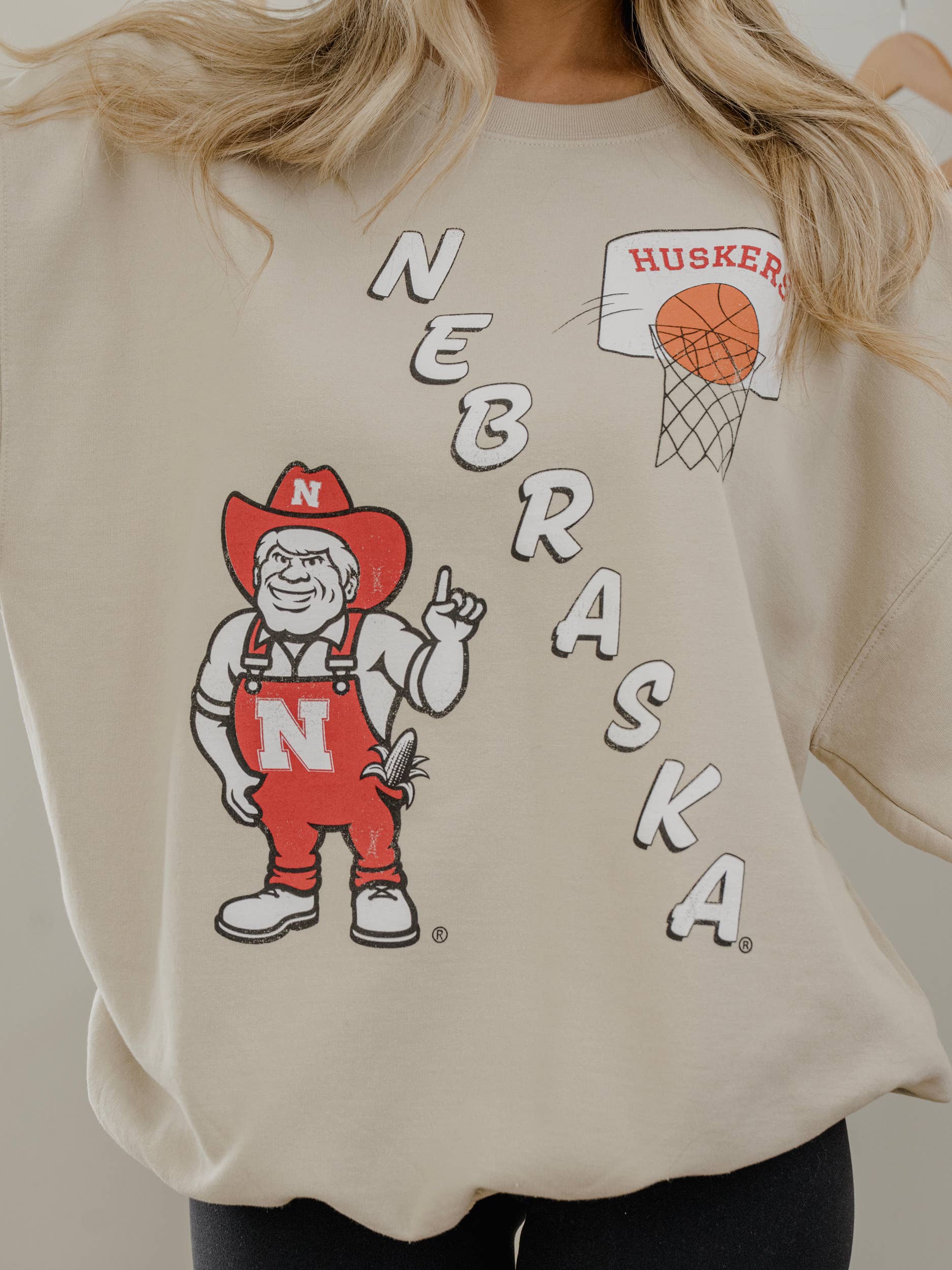 Nebraska Huskers Retro Basketball Thrifted Sweatshirt T-Shirts, Hoodie | PodTeesHub.com