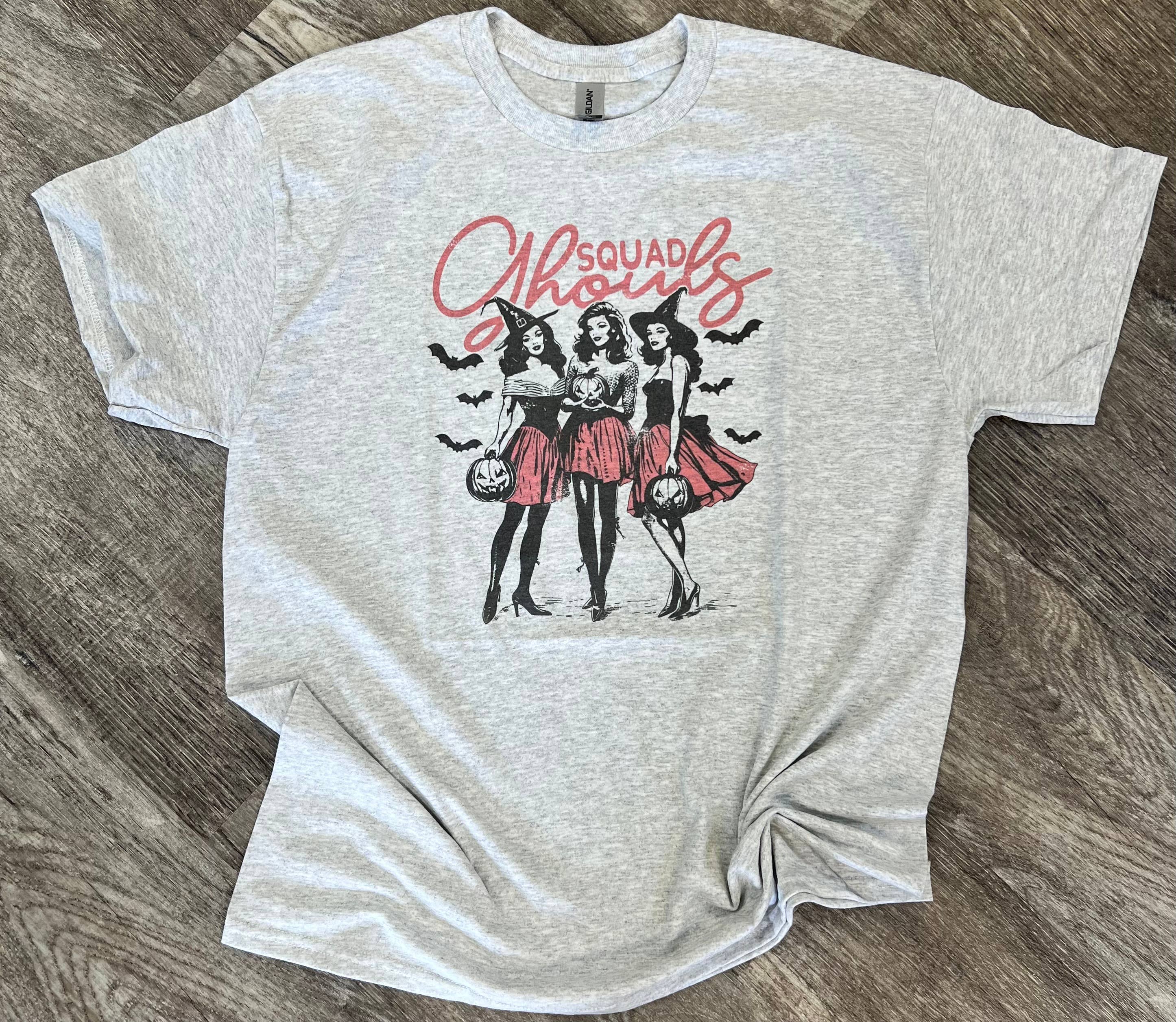 Squad Ghouls On Ash Gray Tee Hoodie, Sweatshirt | PodTeesHub.com