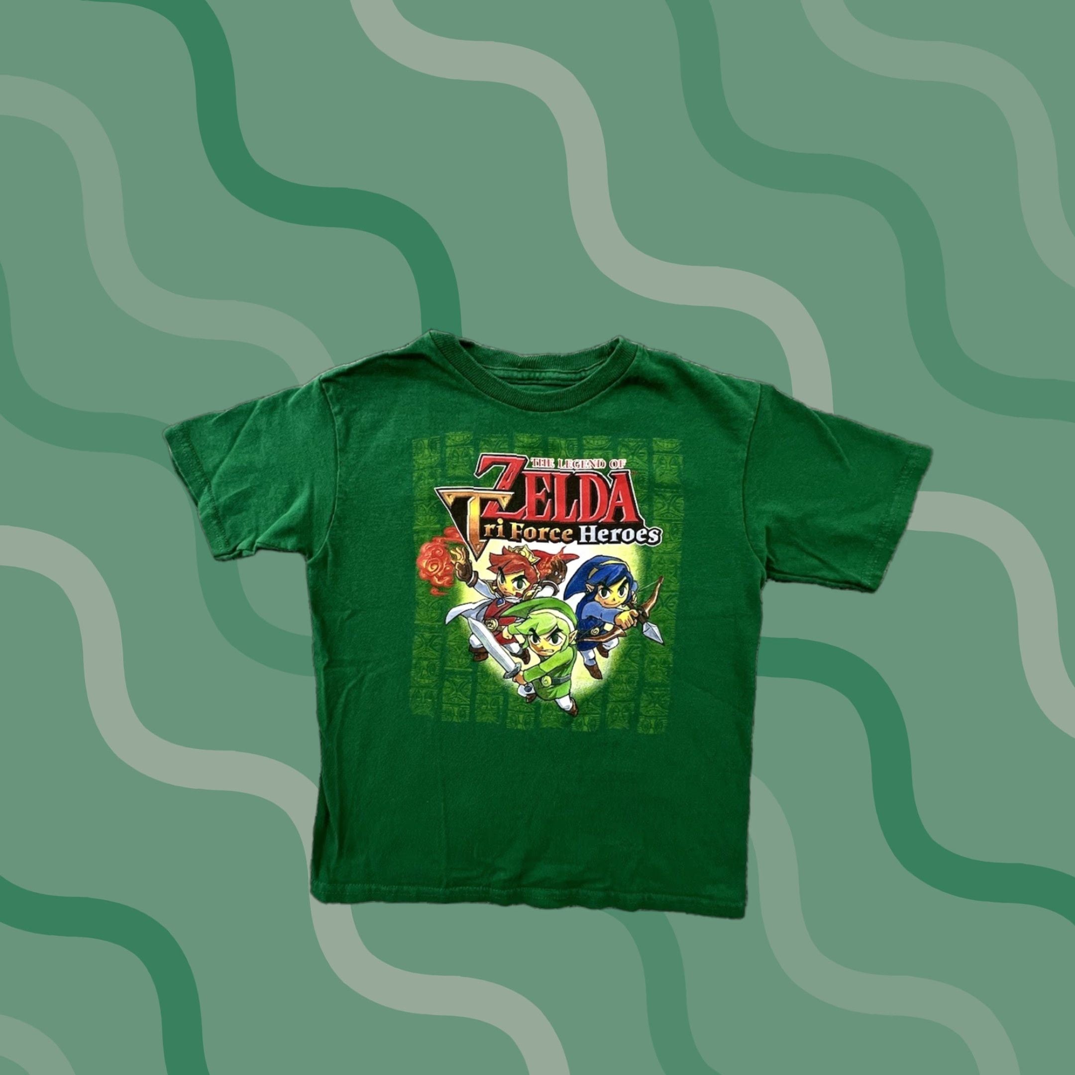 Vintage Zelda Logo T Shirt Boys Small Green Graphic Print Shirt Hoodie, Sweatshirt | PodTeesHub.com